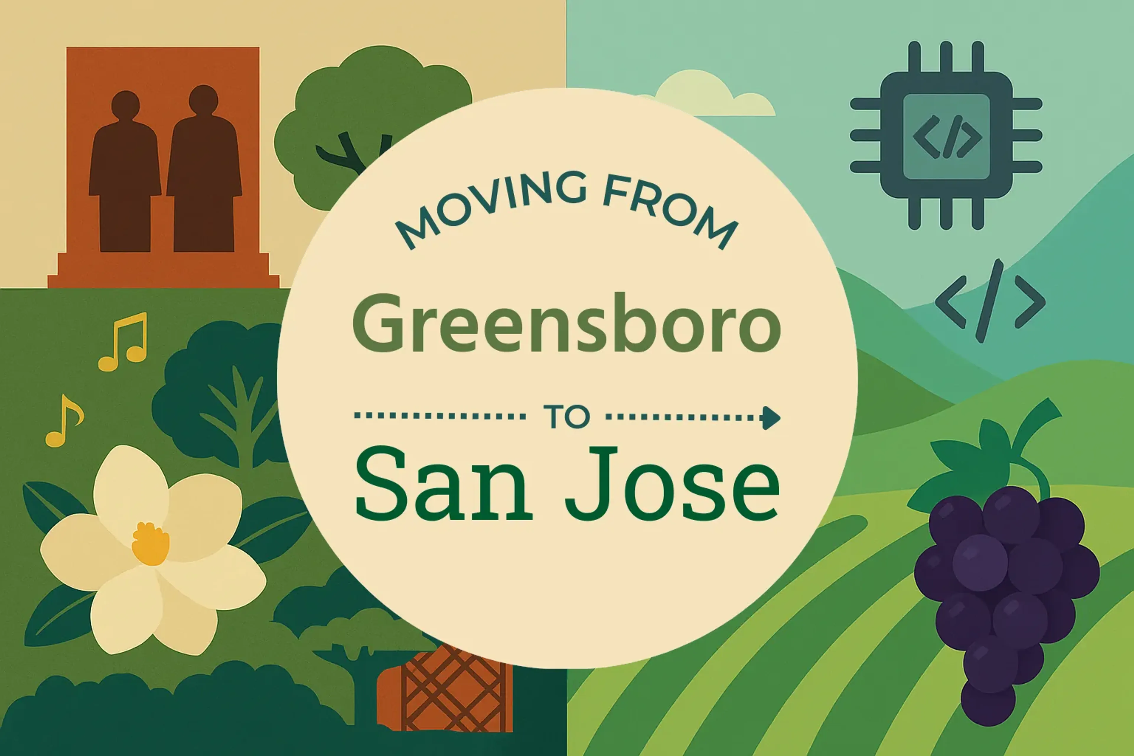 Side-by-side comparison of Greensboro to San Jose moving companies