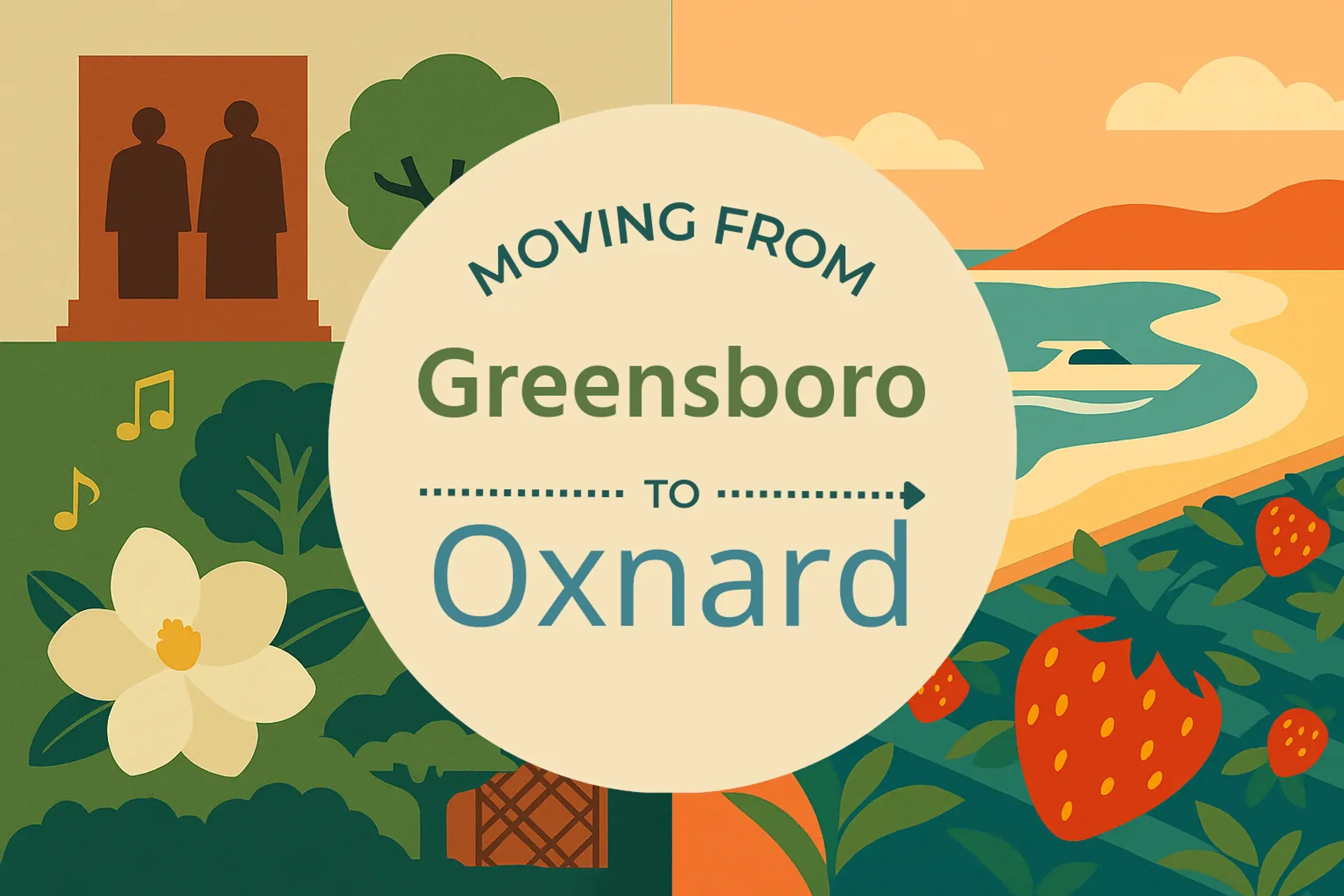 Side-by-side comparison of Greensboro to Oxnard moving companies
