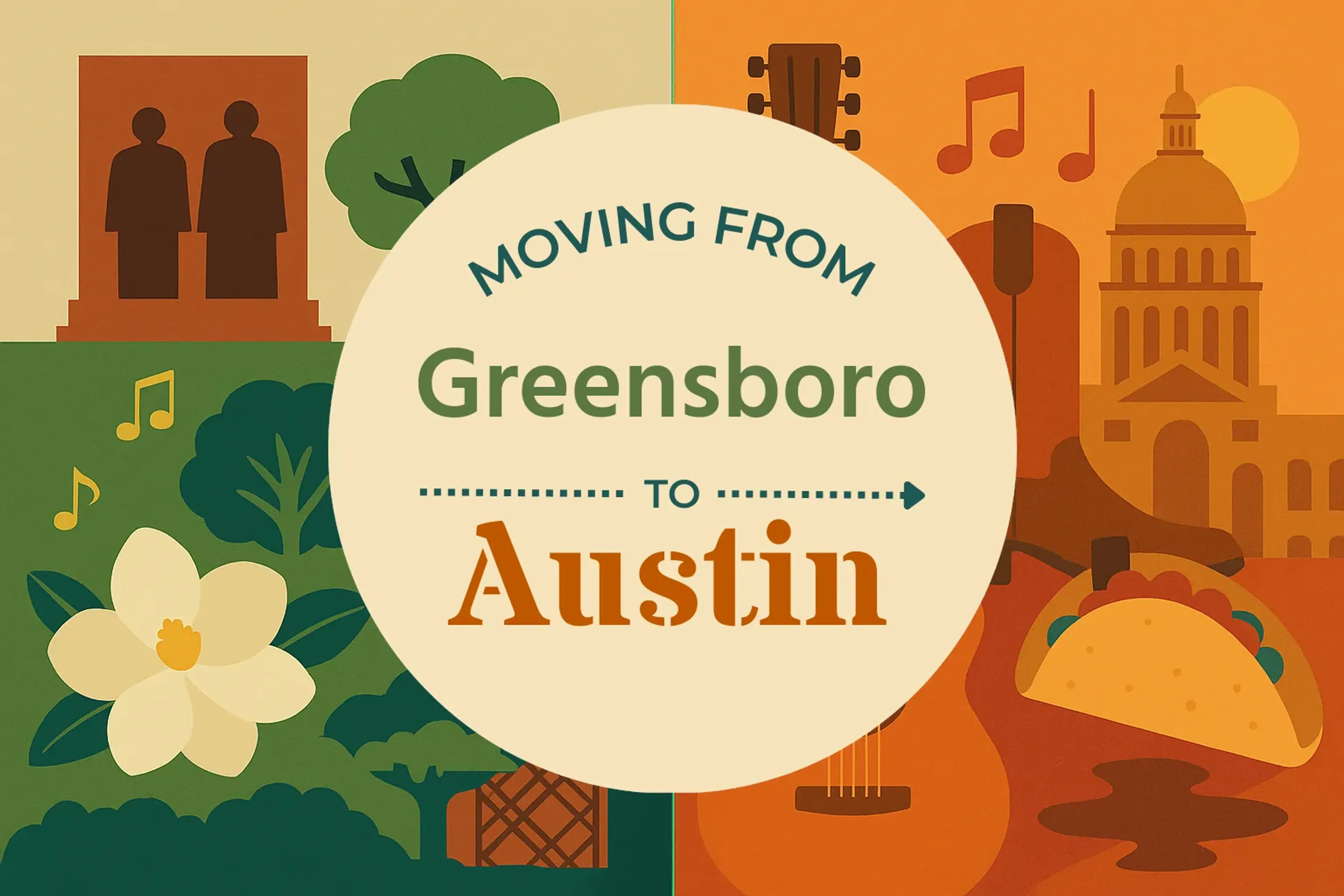 Side-by-side comparison of Greensboro to Austin moving companies
