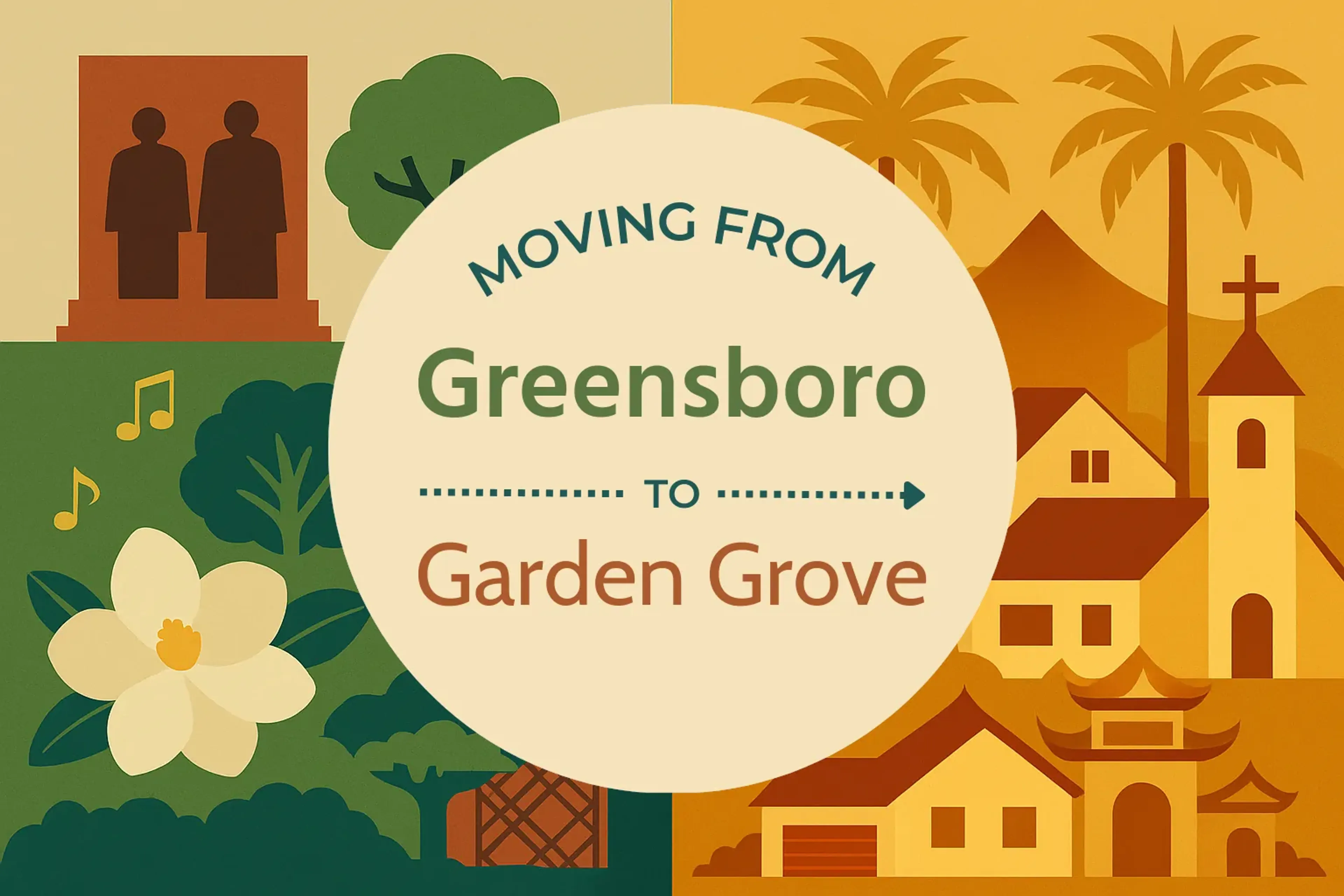 Side-by-side comparison of Greensboro to Garden Grove moving companies
