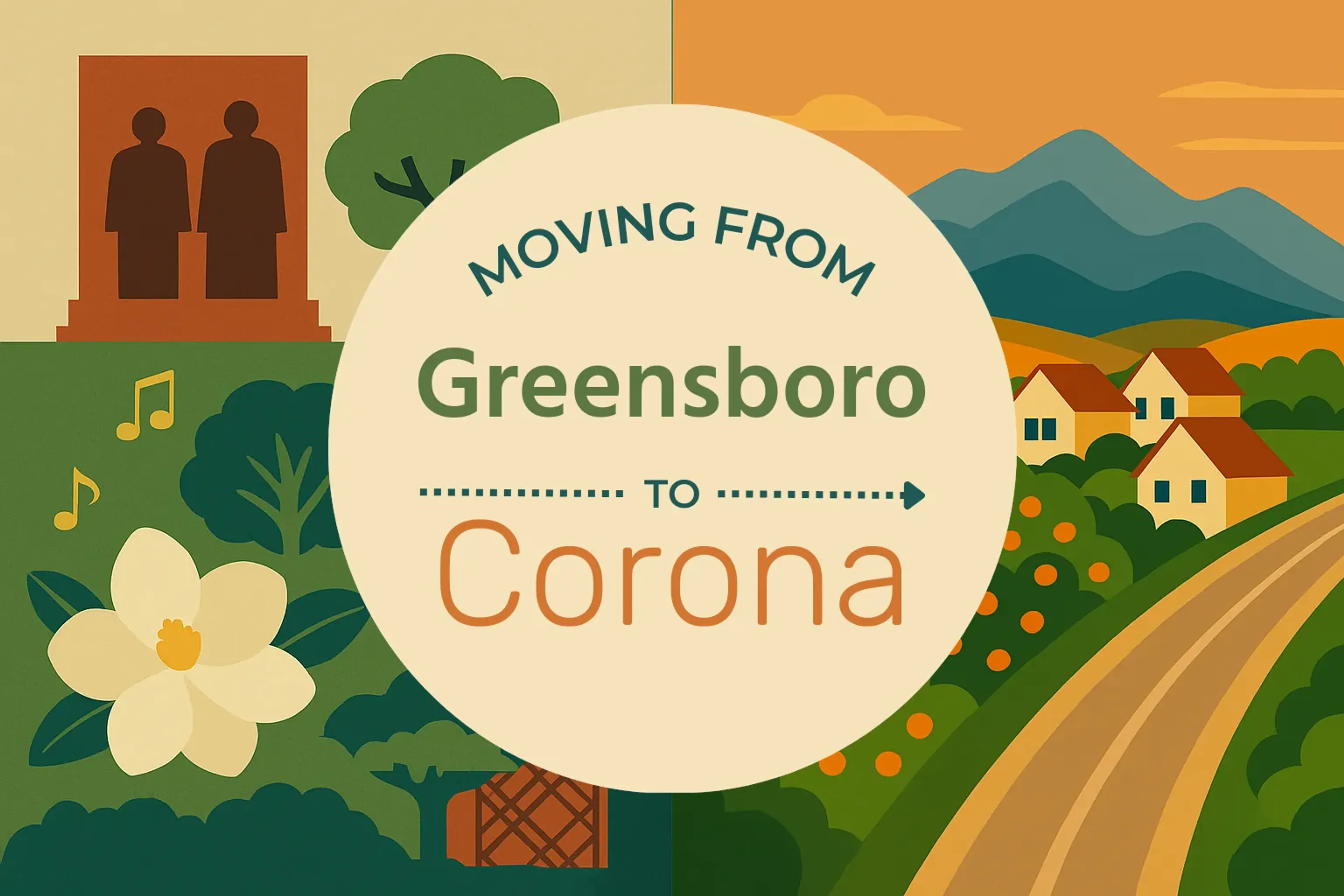 Side-by-side comparison of Greensboro to Corona moving companies