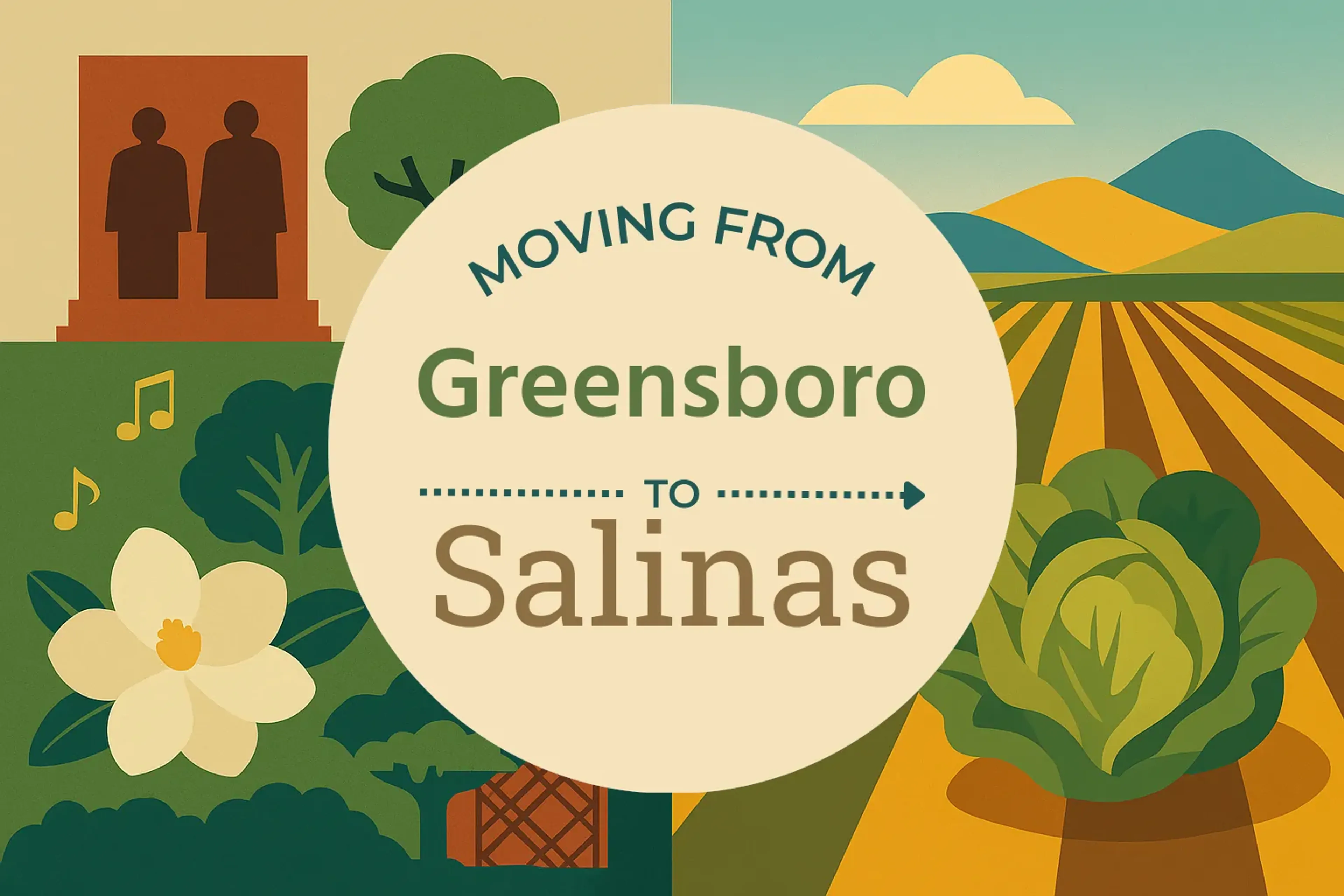 Side-by-side comparison of Greensboro to Salinas moving companies