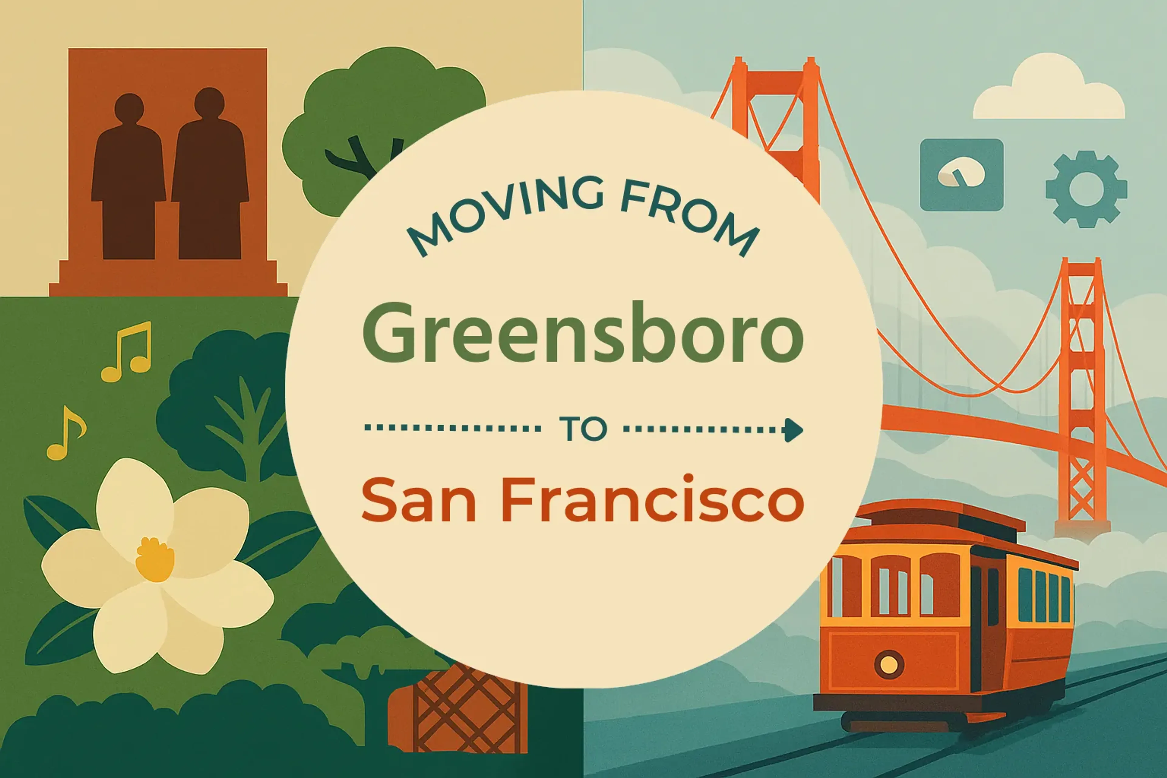 Side-by-side comparison of Greensboro to San Francisco moving companies