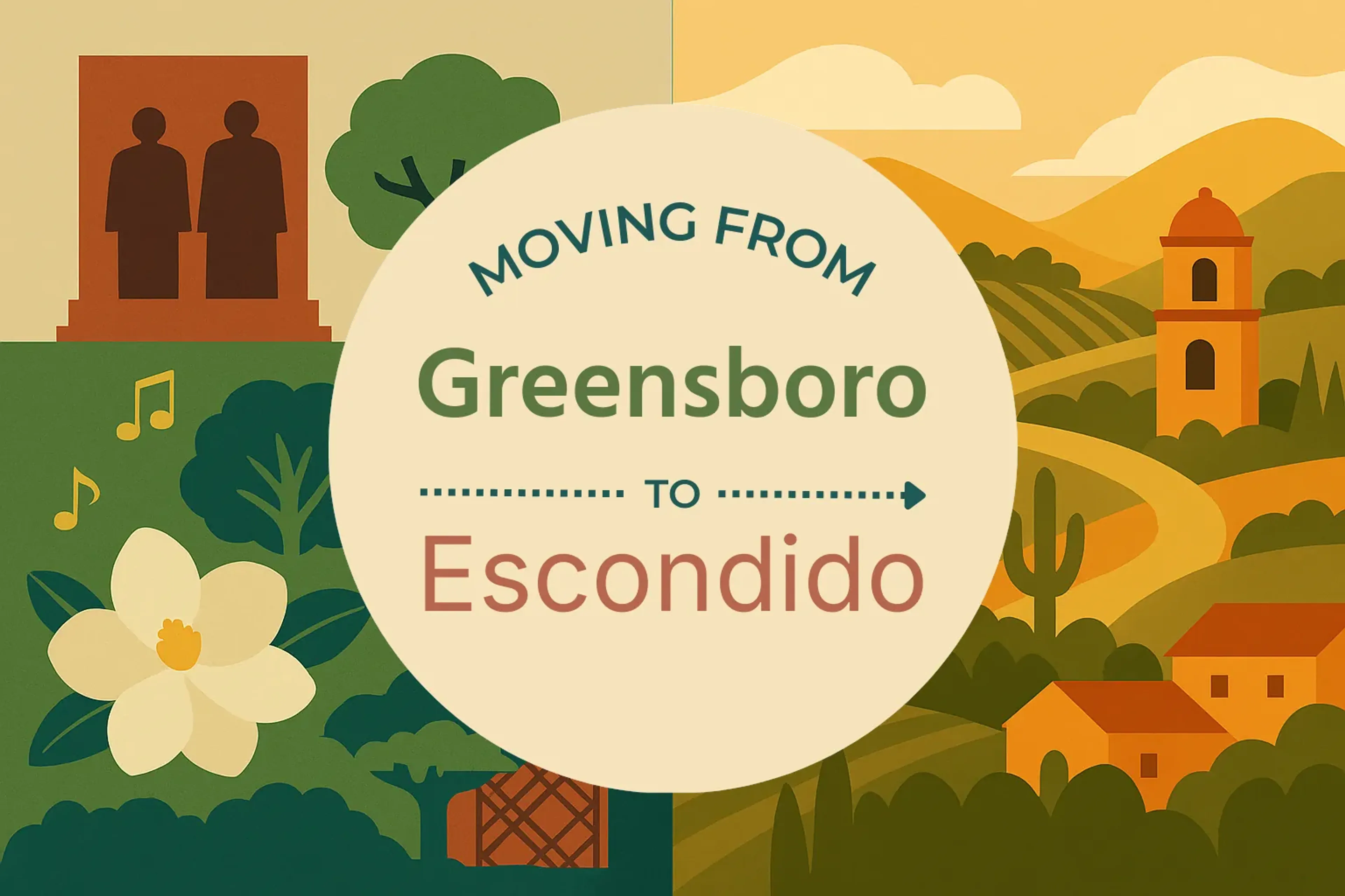 Side-by-side comparison of Greensboro to Escondido moving companies