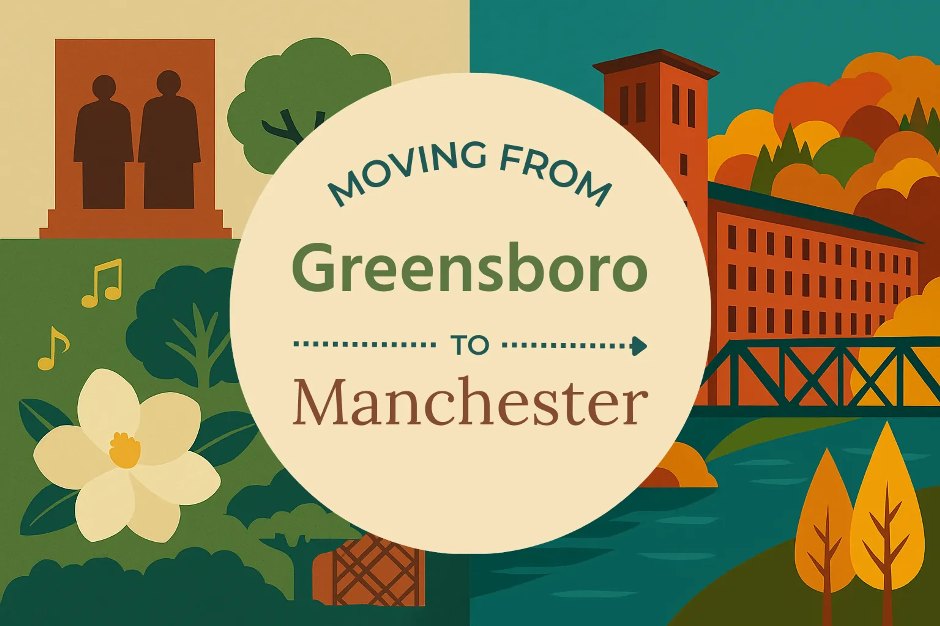 Side-by-side comparison of Greensboro to Manchester moving companies