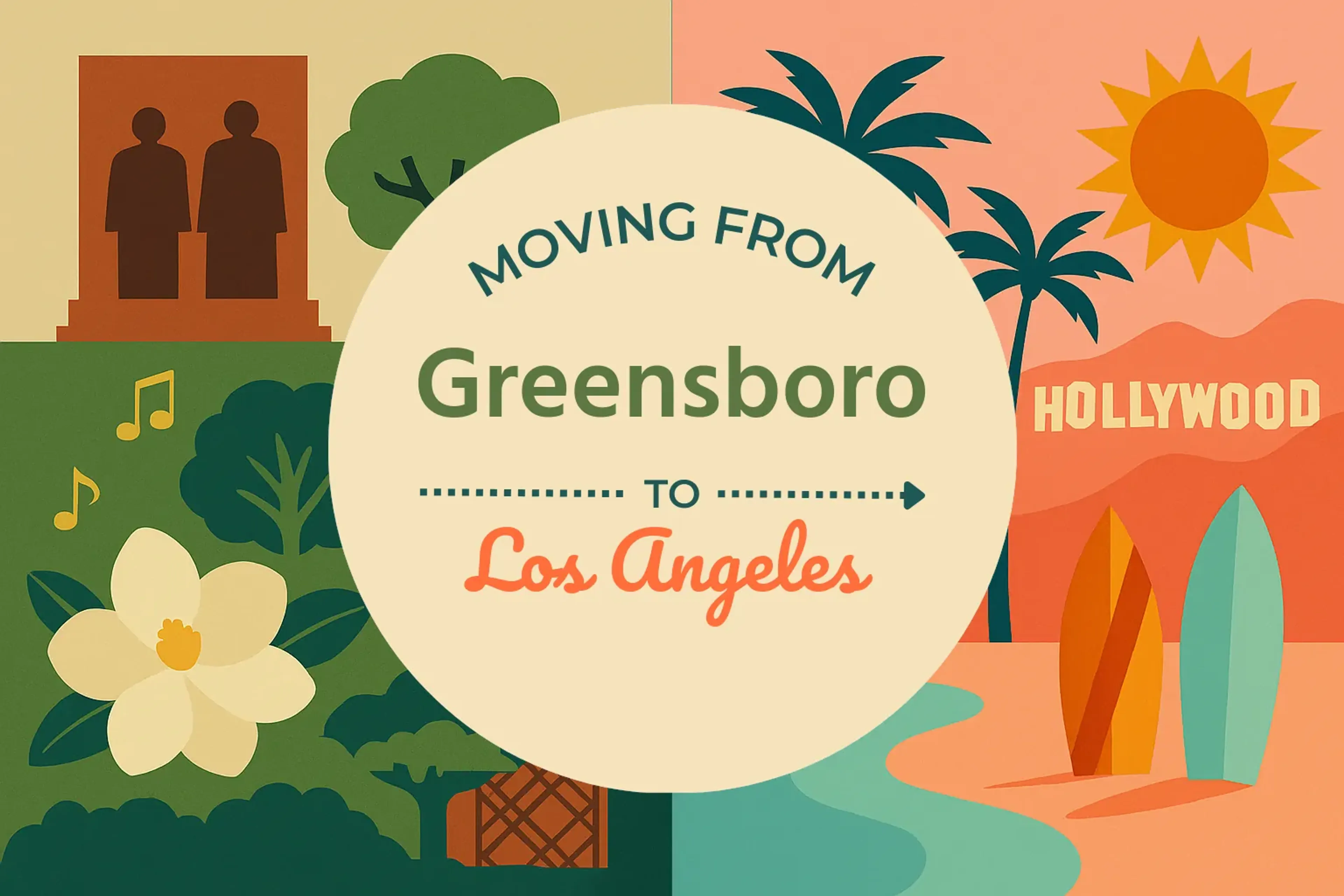 Side-by-side comparison of Greensboro to Los Angeles moving companies