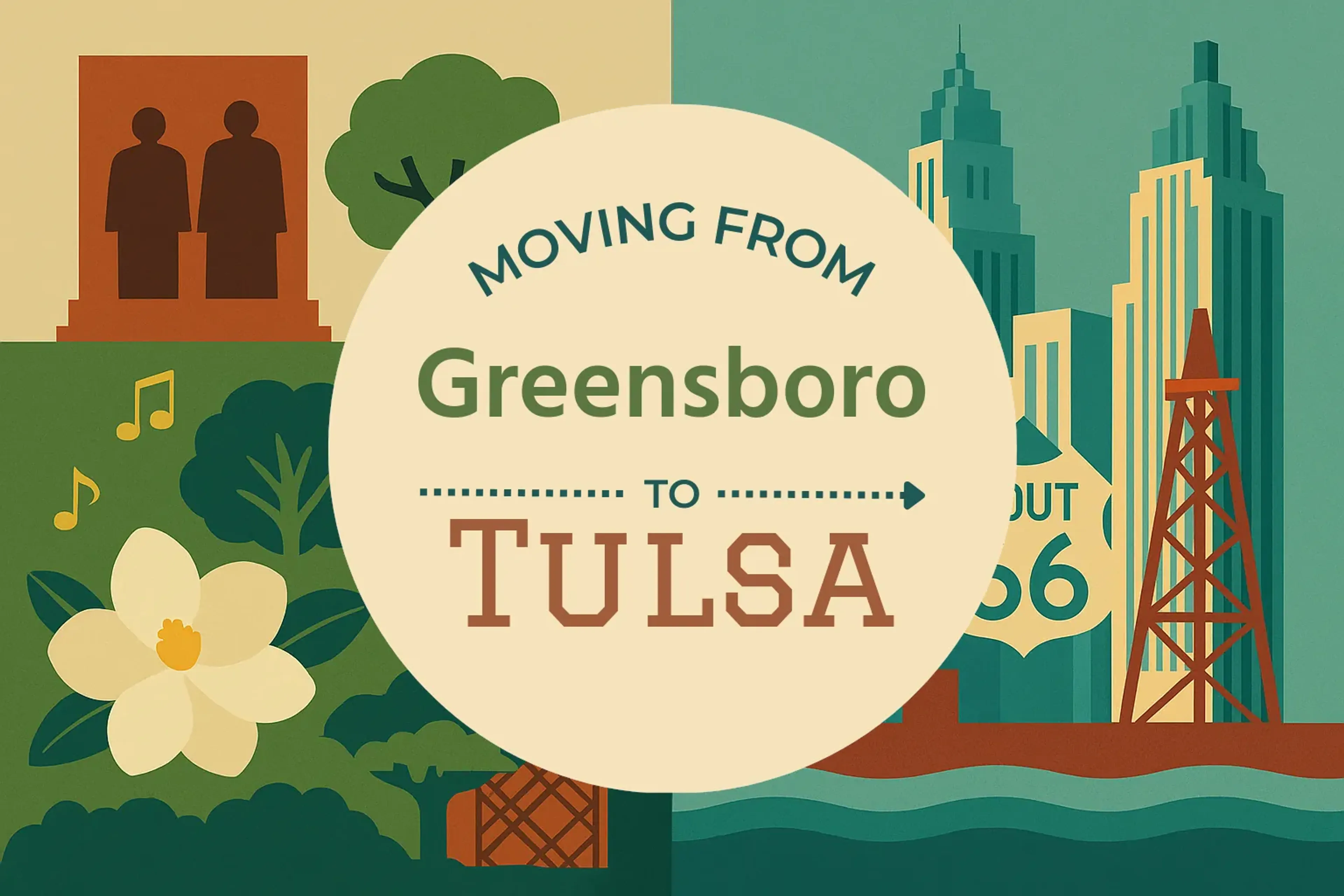 Side-by-side comparison of Greensboro to Tulsa moving companies