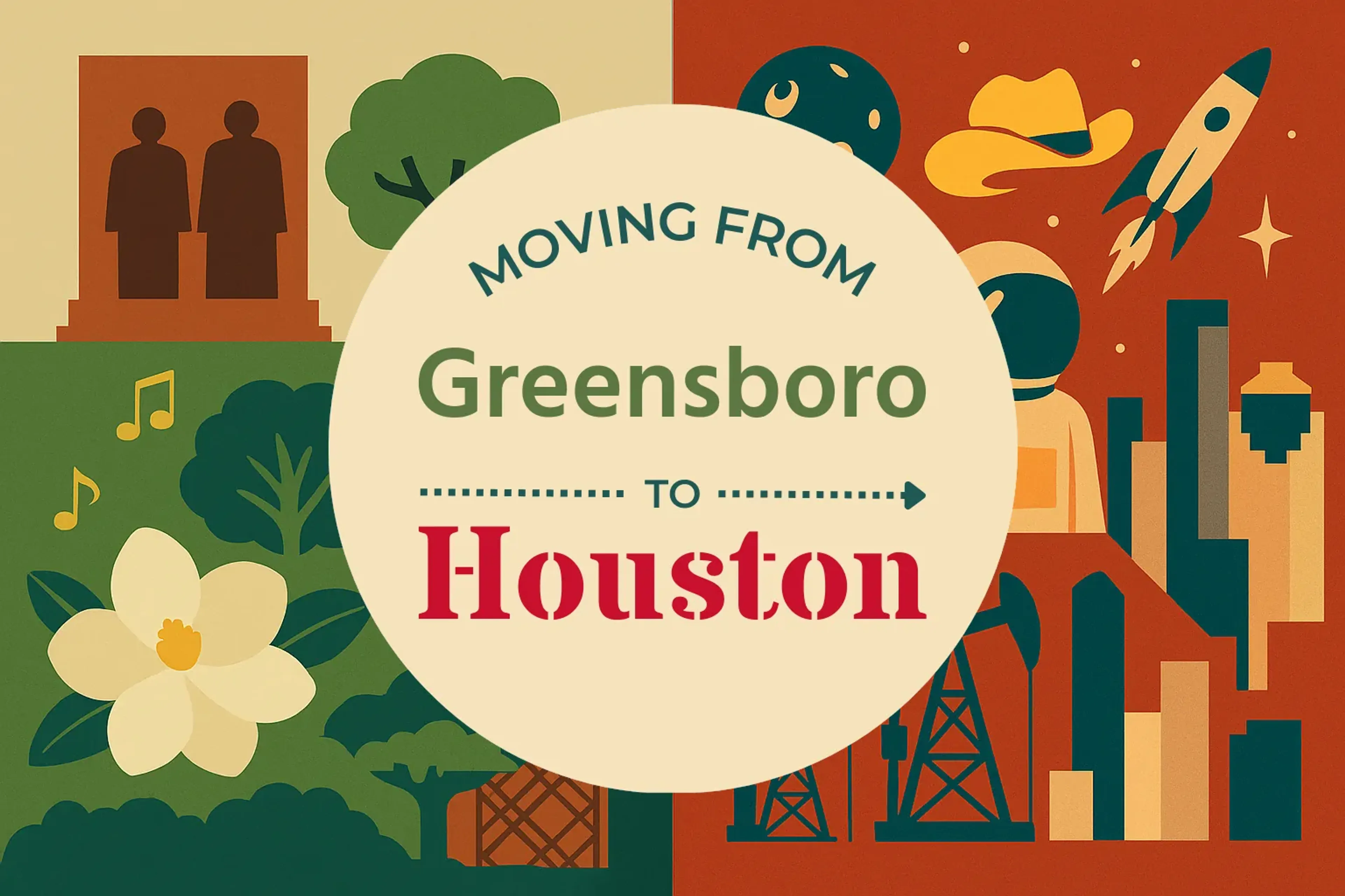 Side-by-side comparison of Greensboro to Houston moving companies