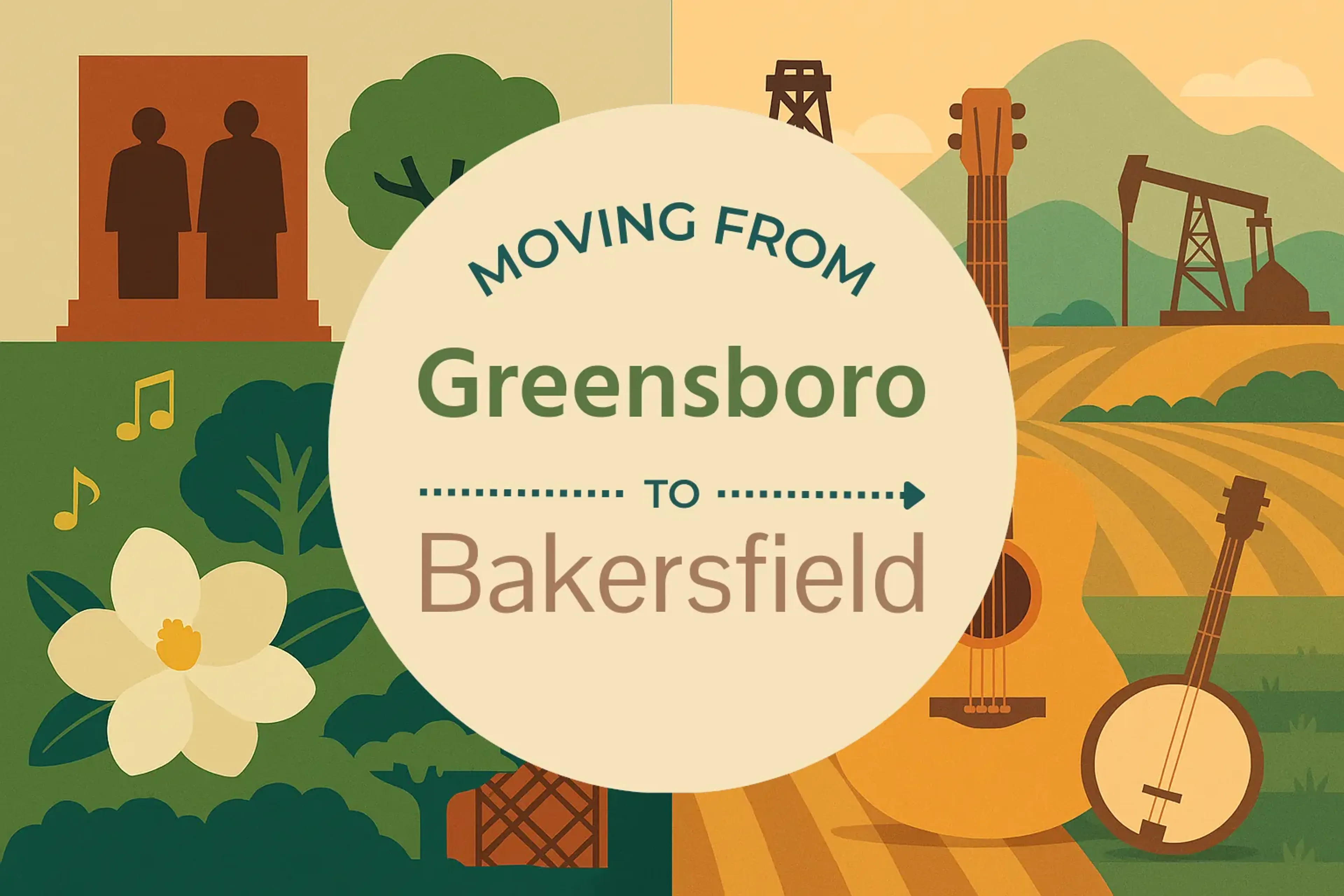 Side-by-side comparison of Greensboro to Bakersfield moving companies