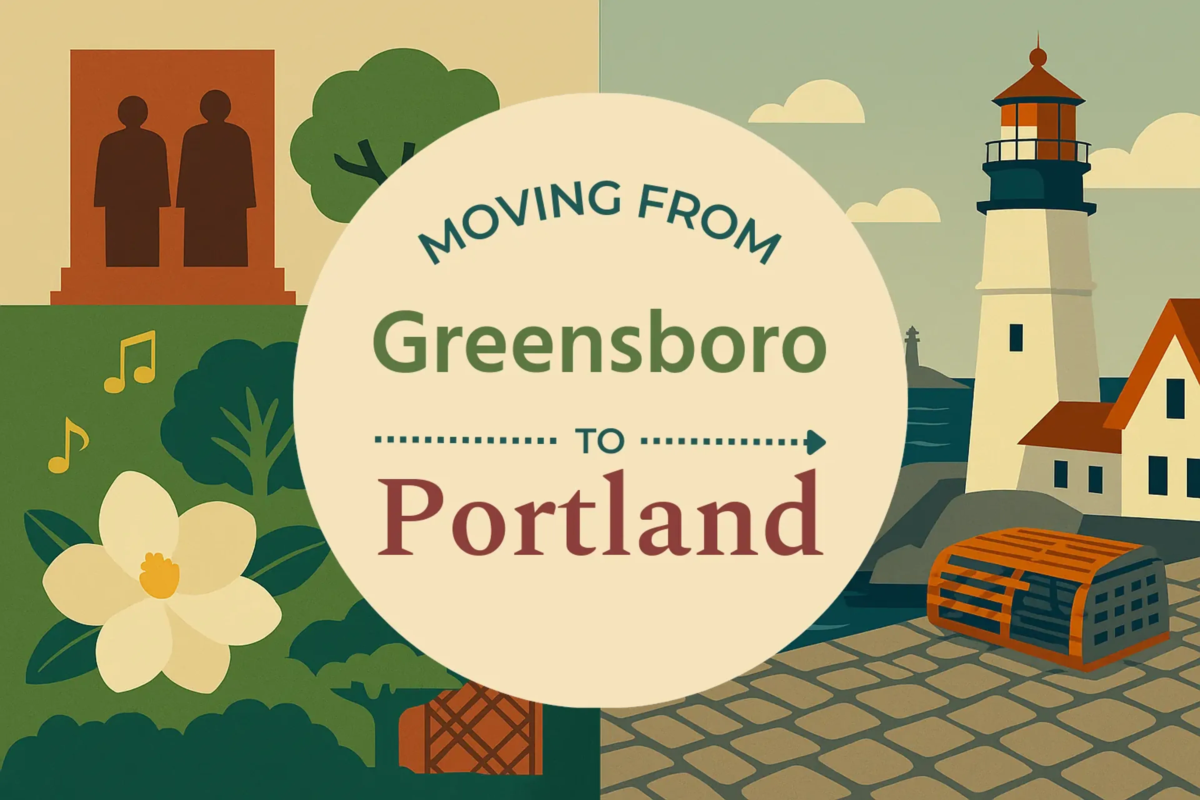 Side-by-side comparison of Greensboro to Portland moving companies