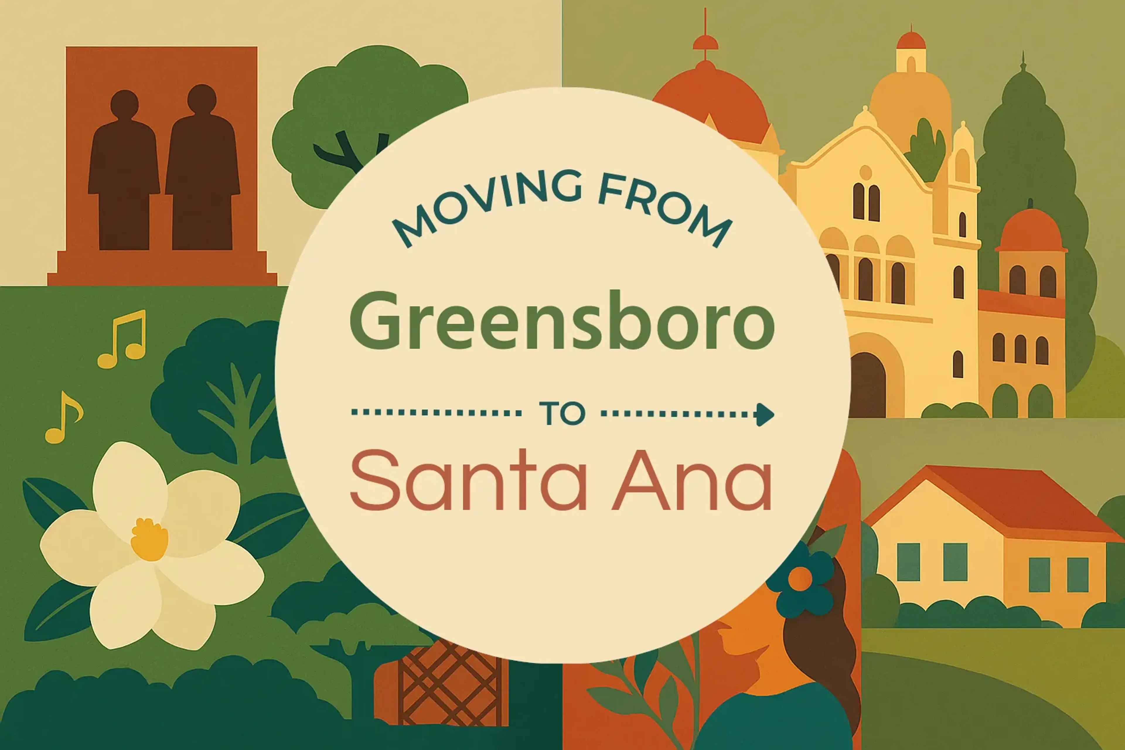 Side-by-side comparison of Greensboro to Santa Ana moving companies