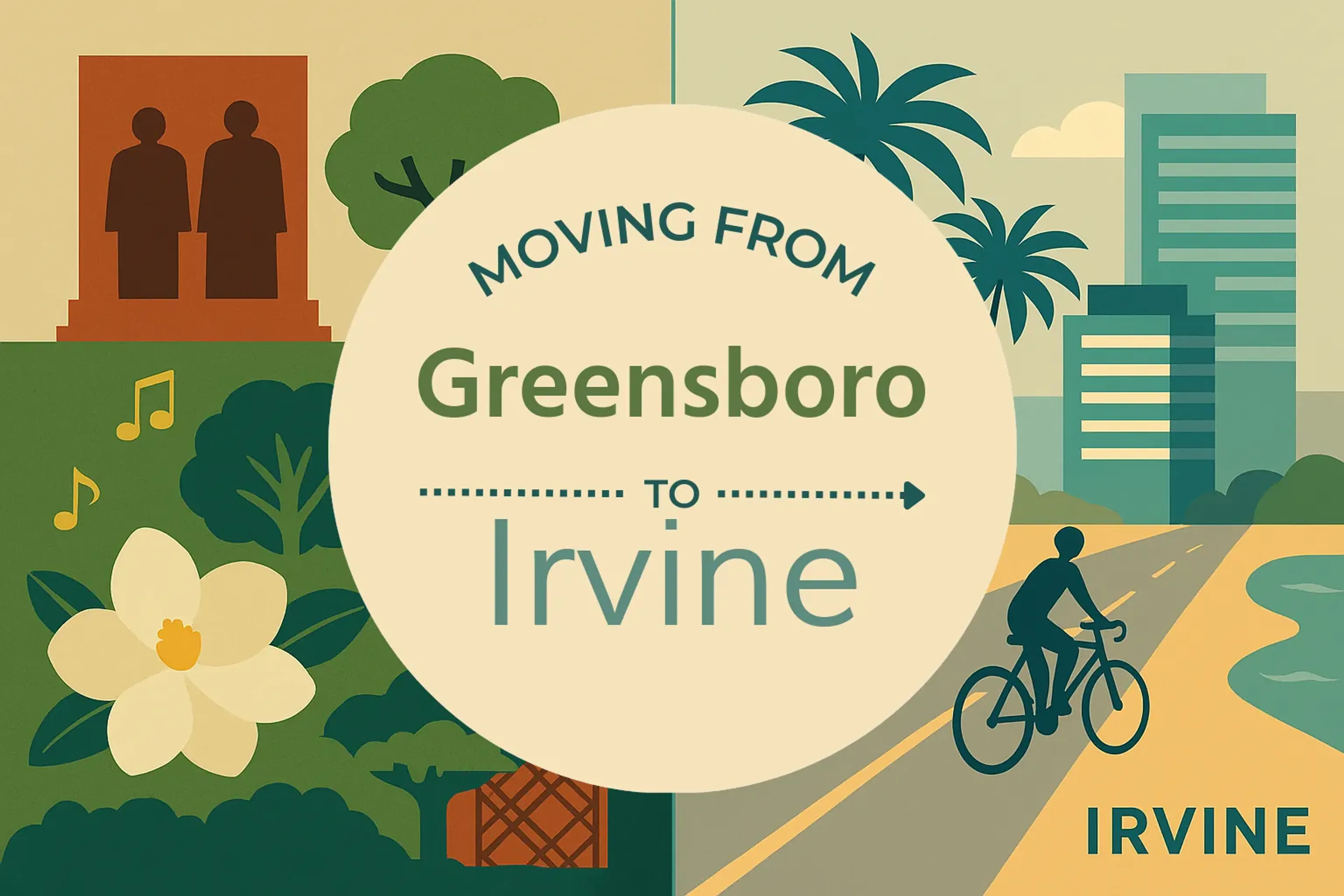 Side-by-side comparison of Greensboro to Irvine moving companies