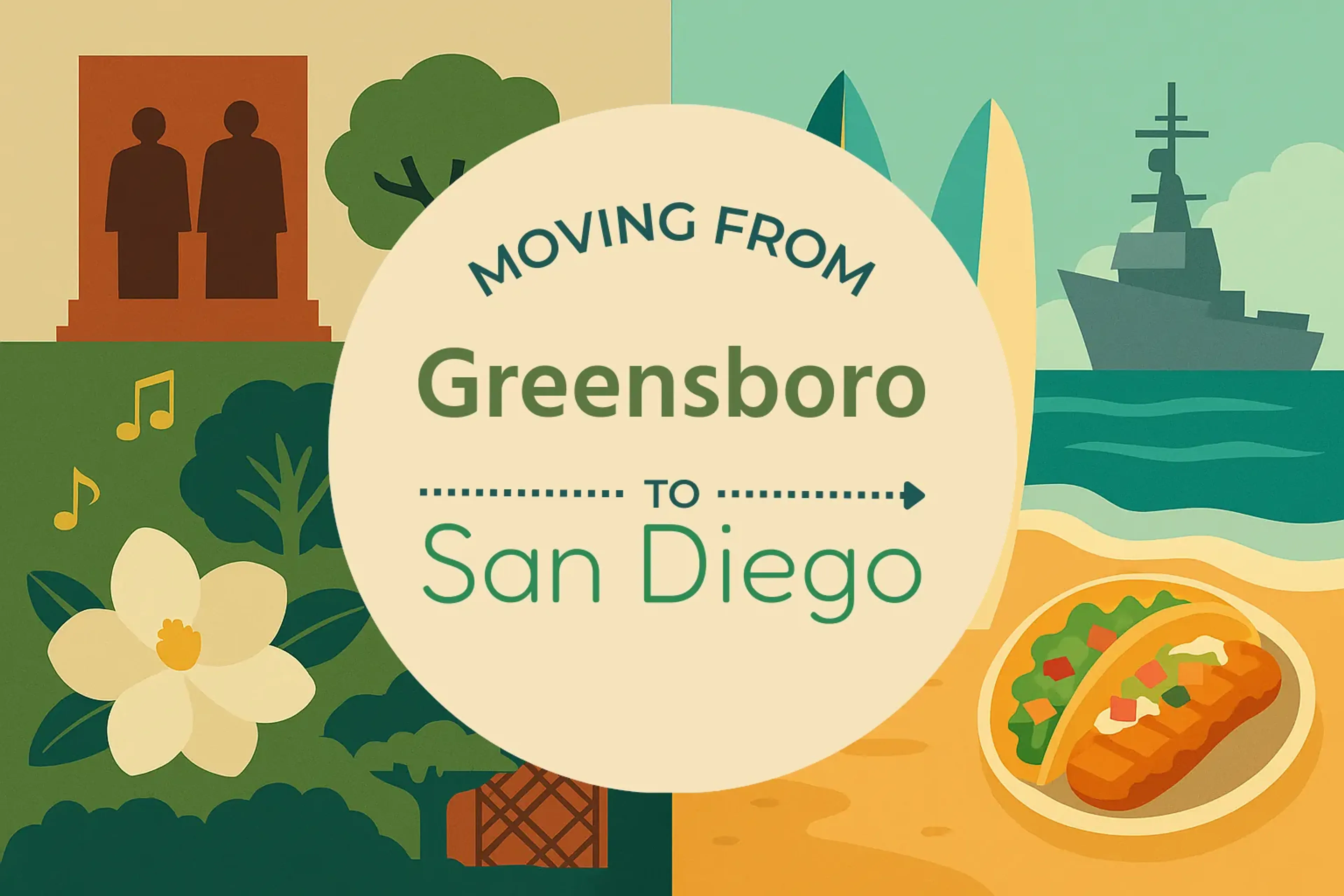 Side-by-side comparison of Greensboro to San Diego moving companies