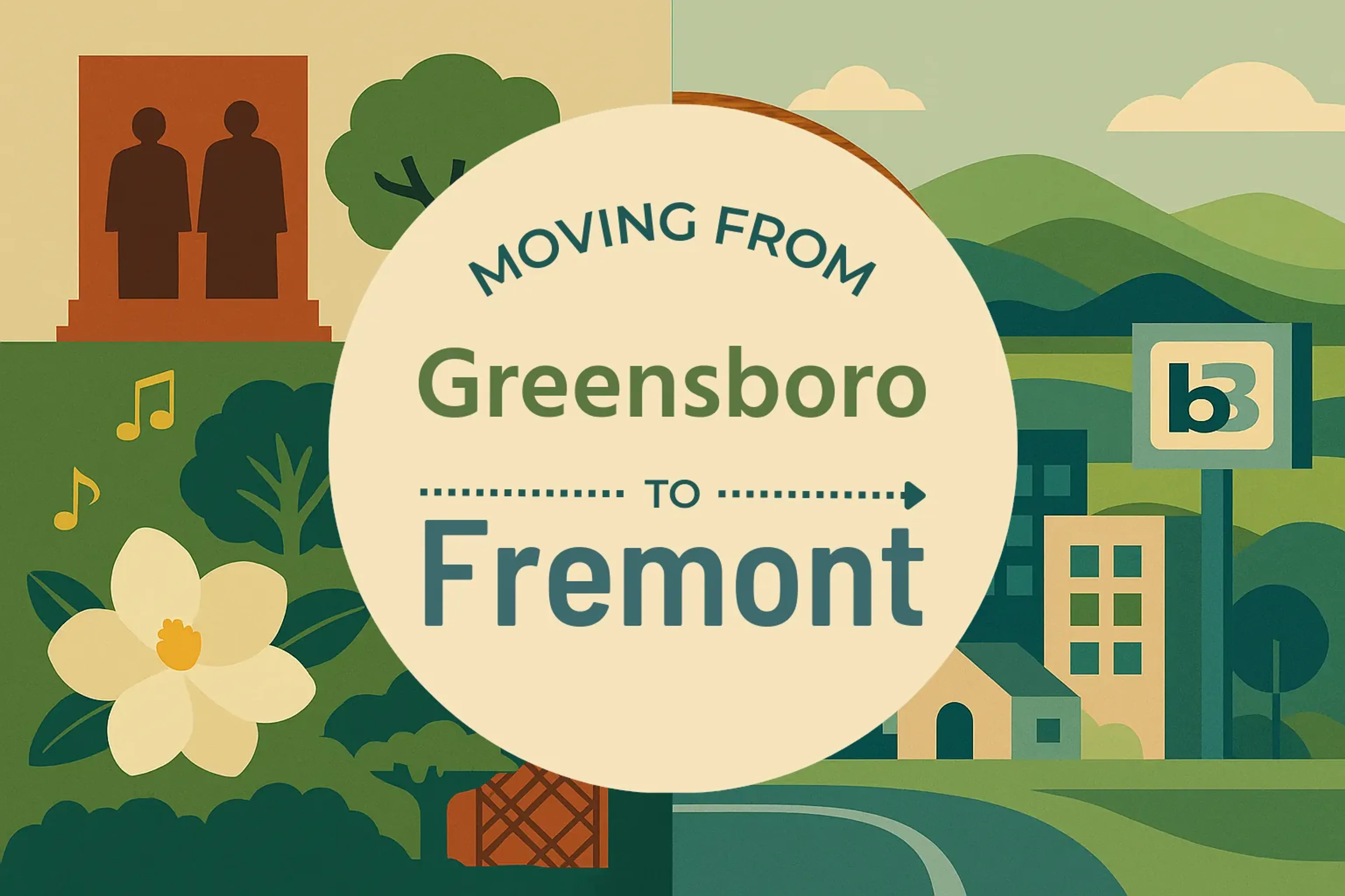 Side-by-side comparison of Greensboro to Fremont moving companies