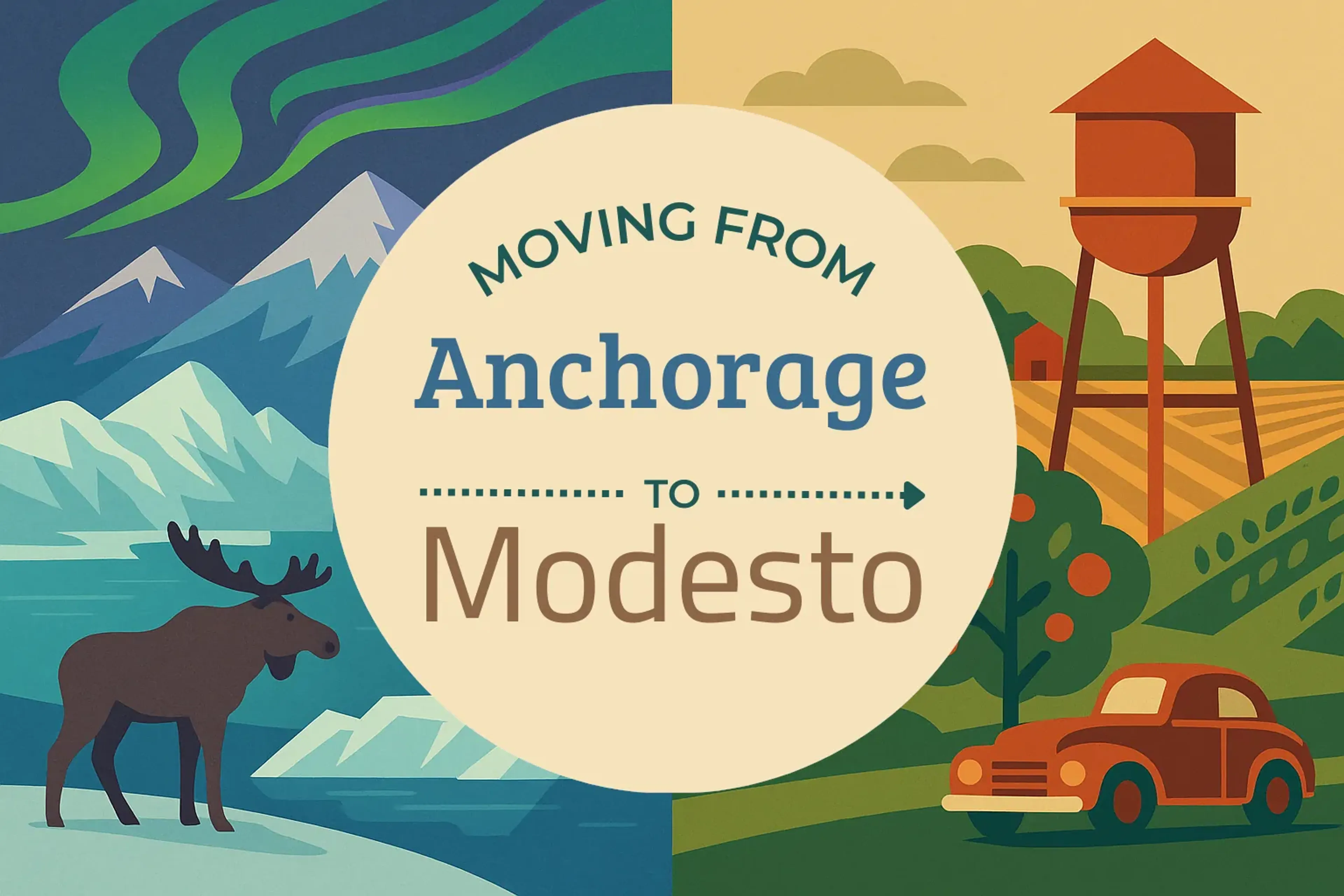 Side-by-side comparison of Anchorage to Modesto moving companies
