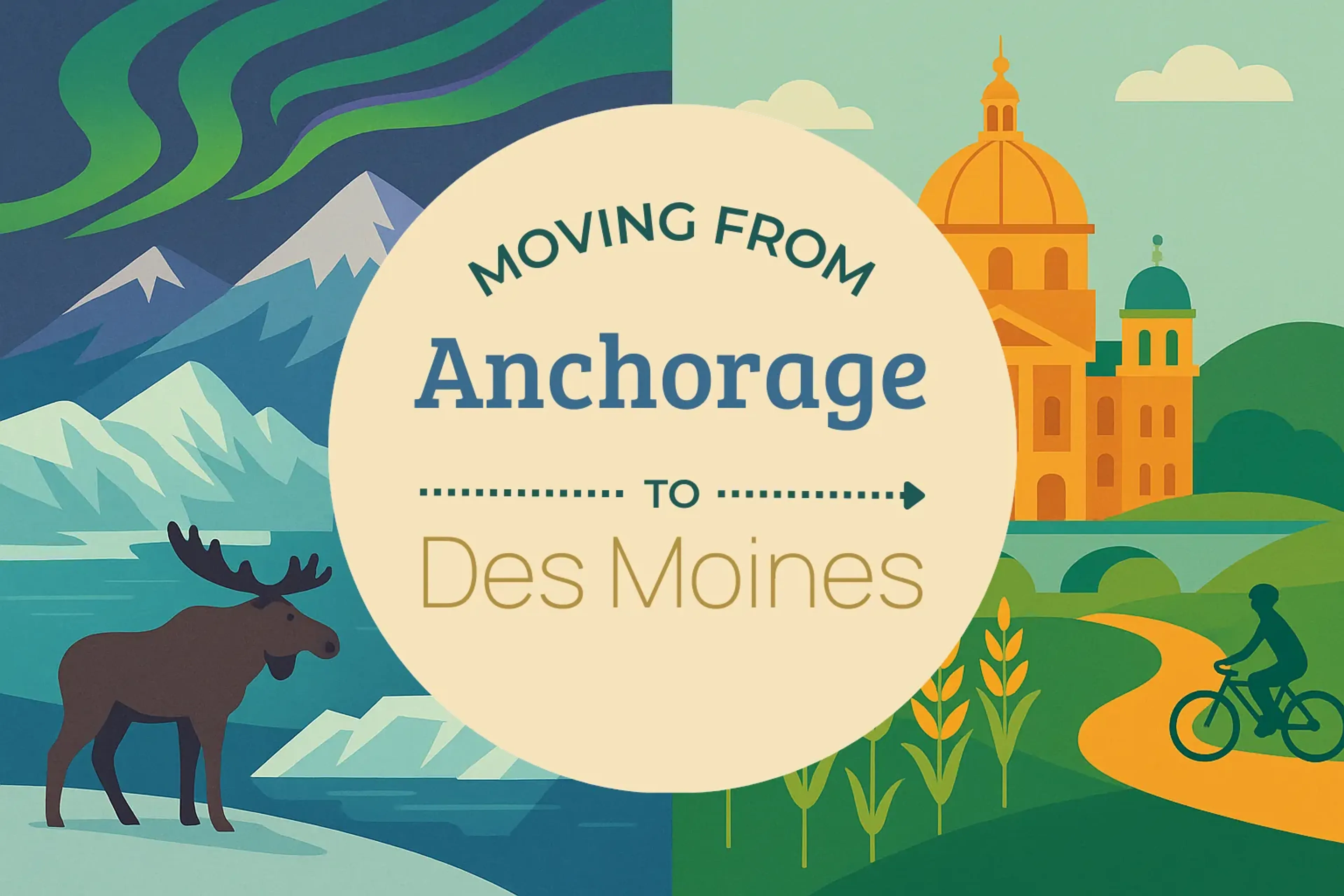 Side-by-side comparison of Anchorage to Des Moines moving companies