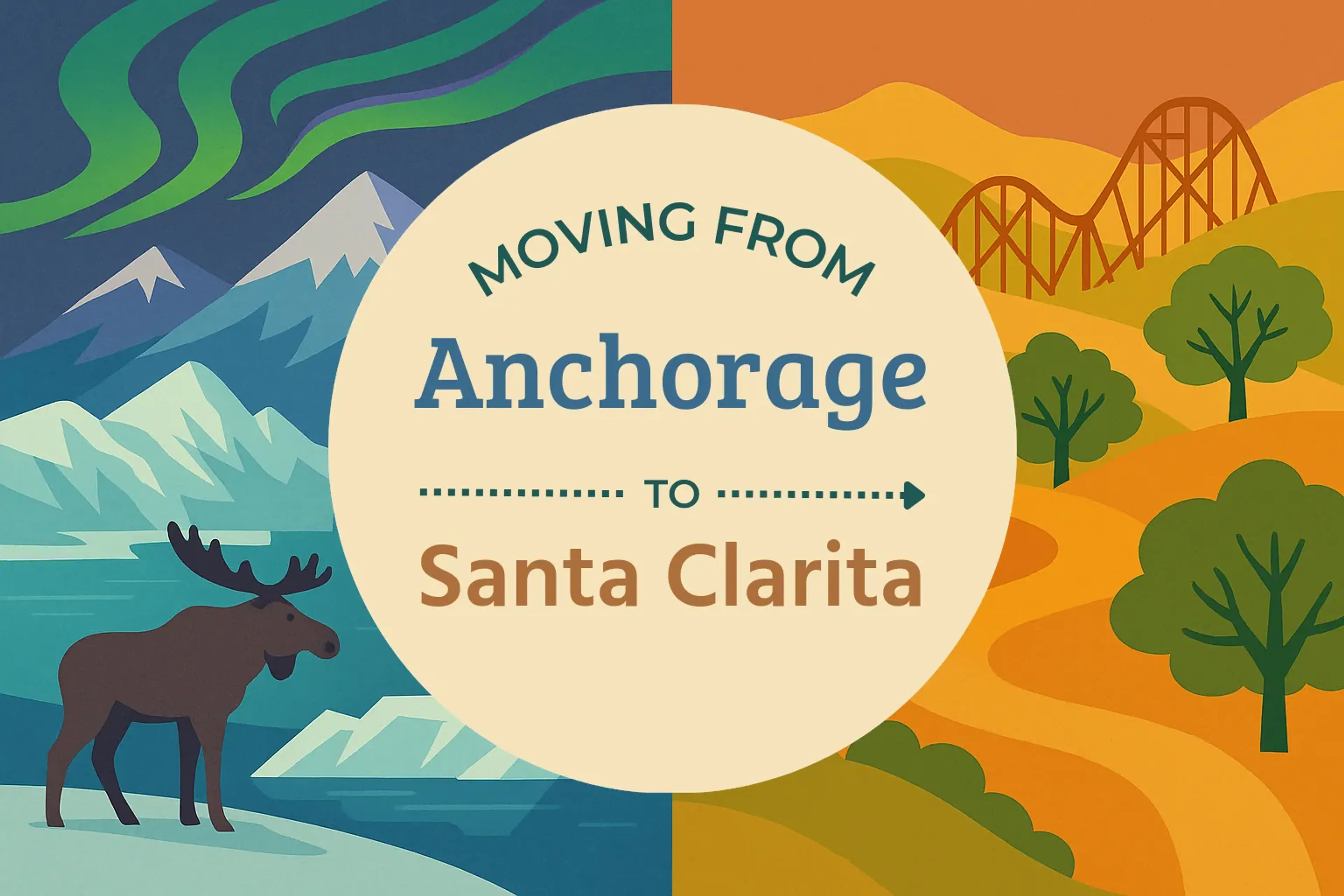 Side-by-side comparison of Anchorage to Santa Clarita moving companies