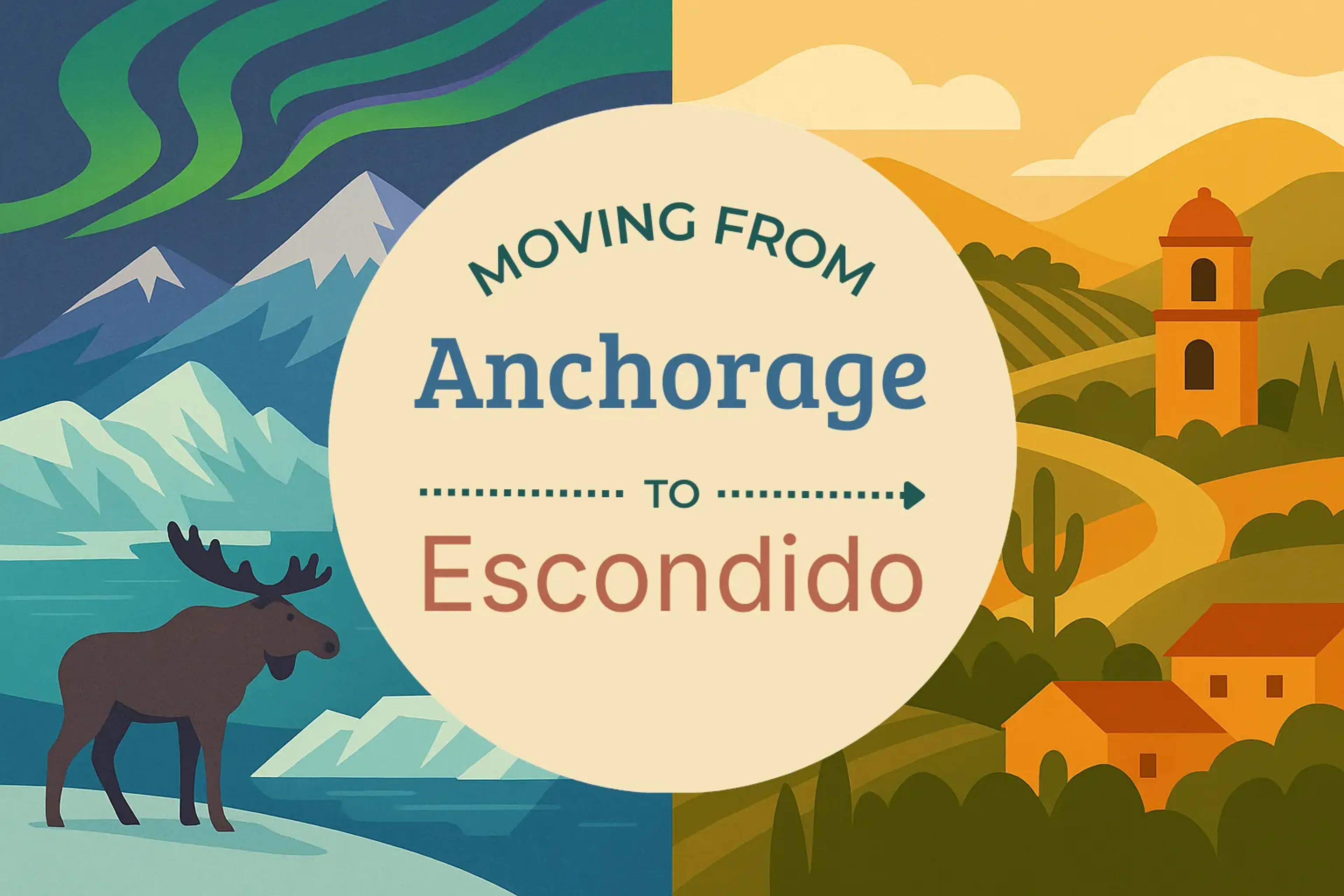 Side-by-side comparison of Anchorage to Escondido moving companies