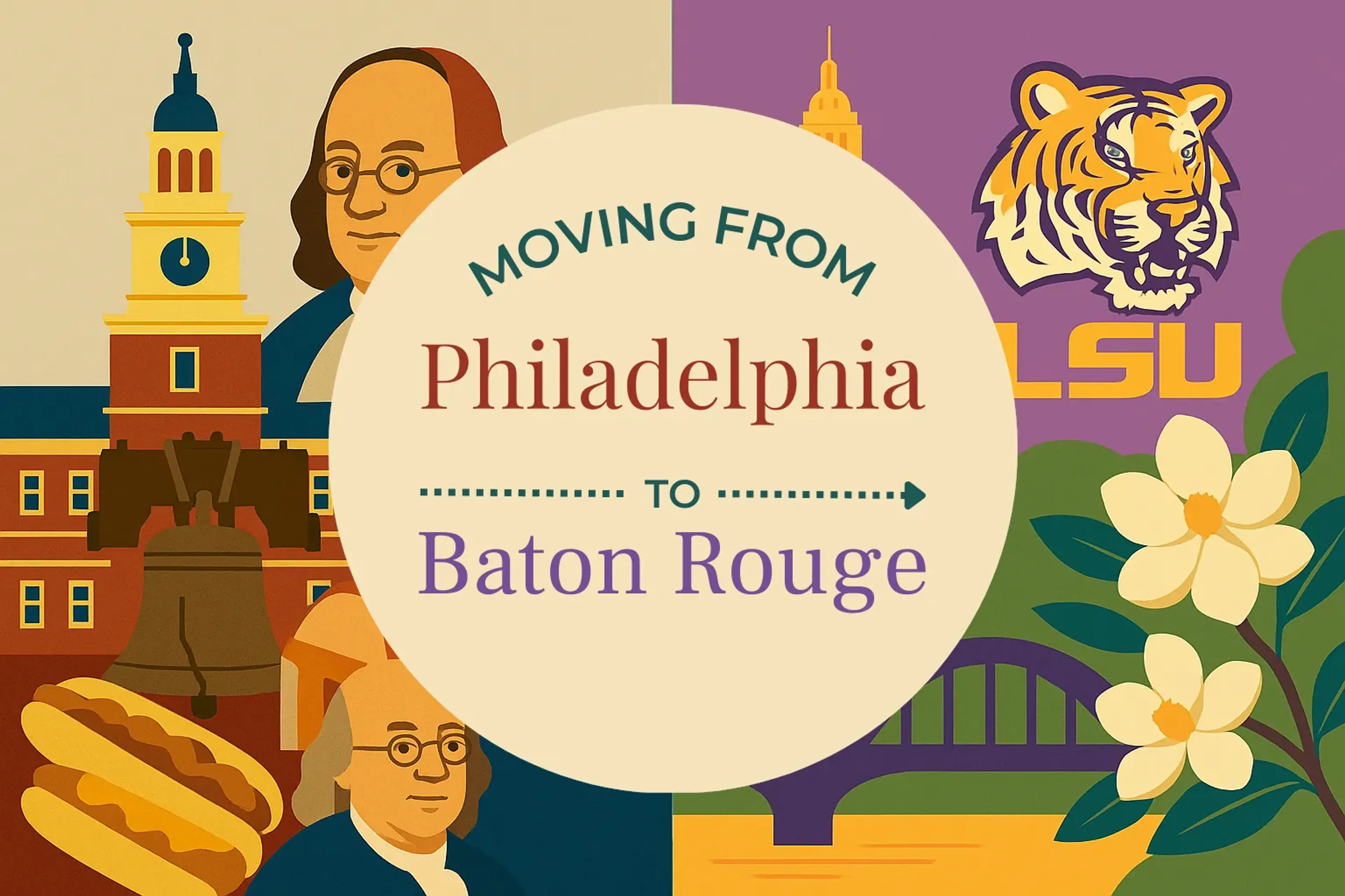 Side-by-side comparison of Philadelphia to Baton Rouge moving companies