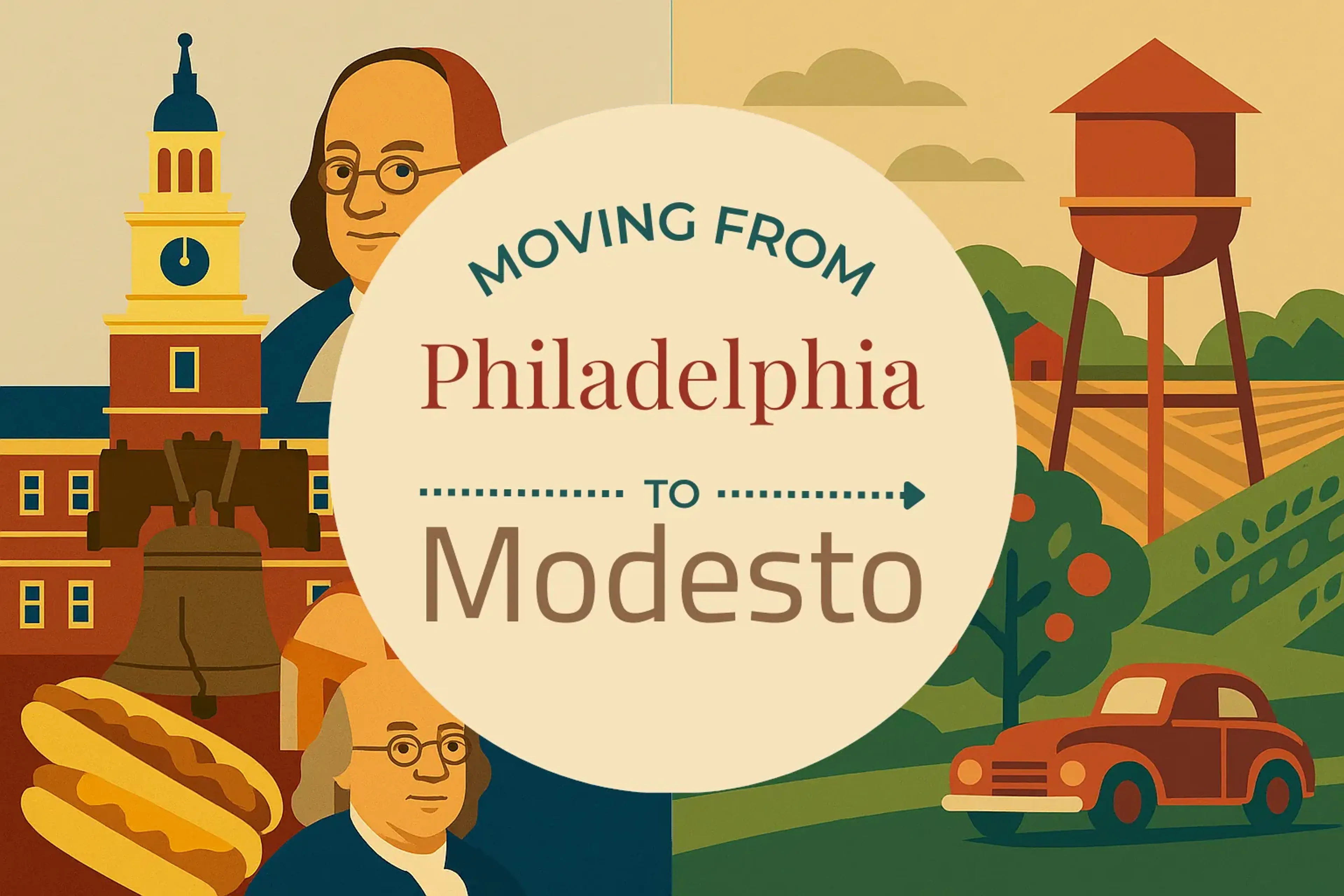 Side-by-side comparison of Philadelphia to Modesto moving companies