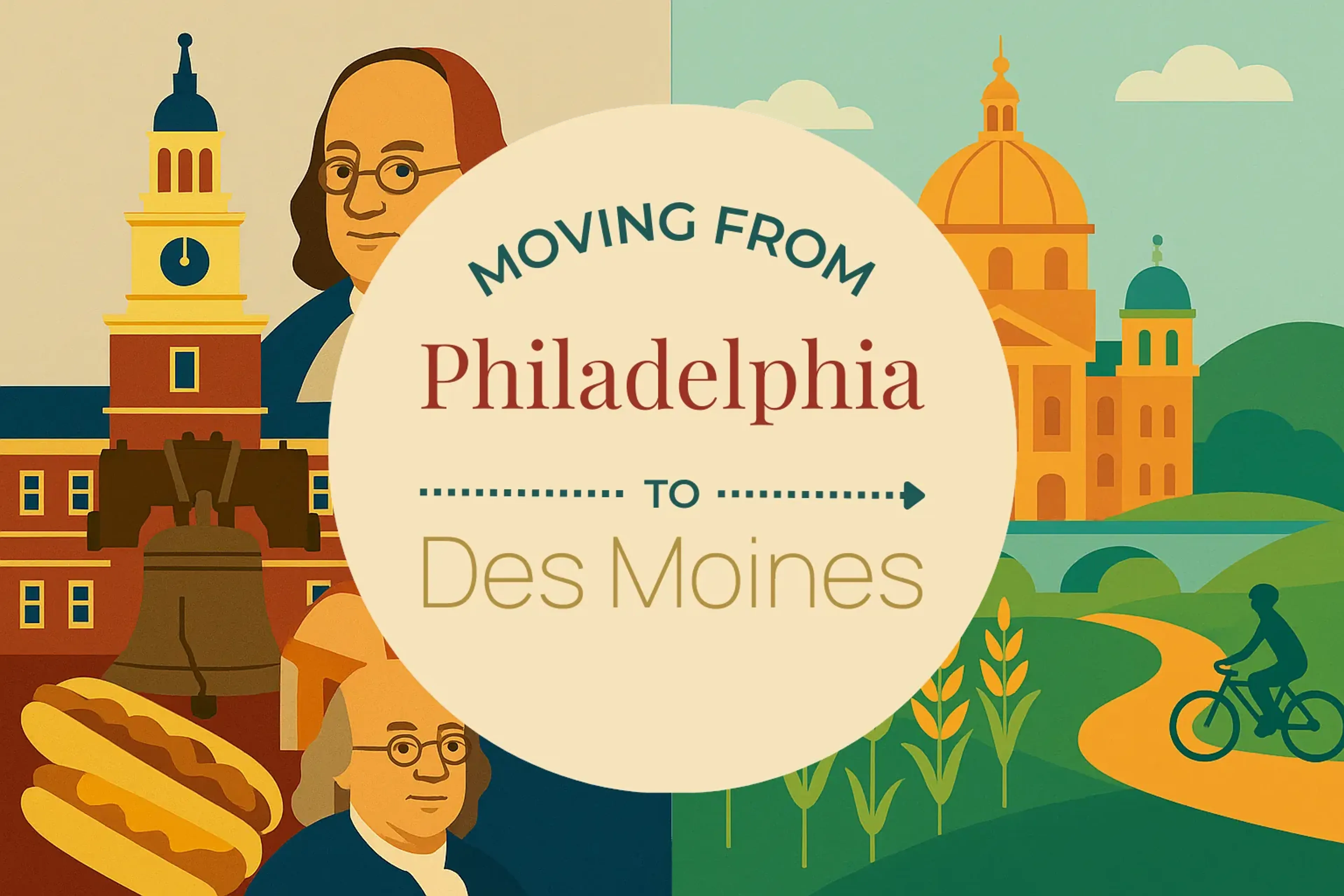 Side-by-side comparison of Philadelphia to Des Moines moving companies