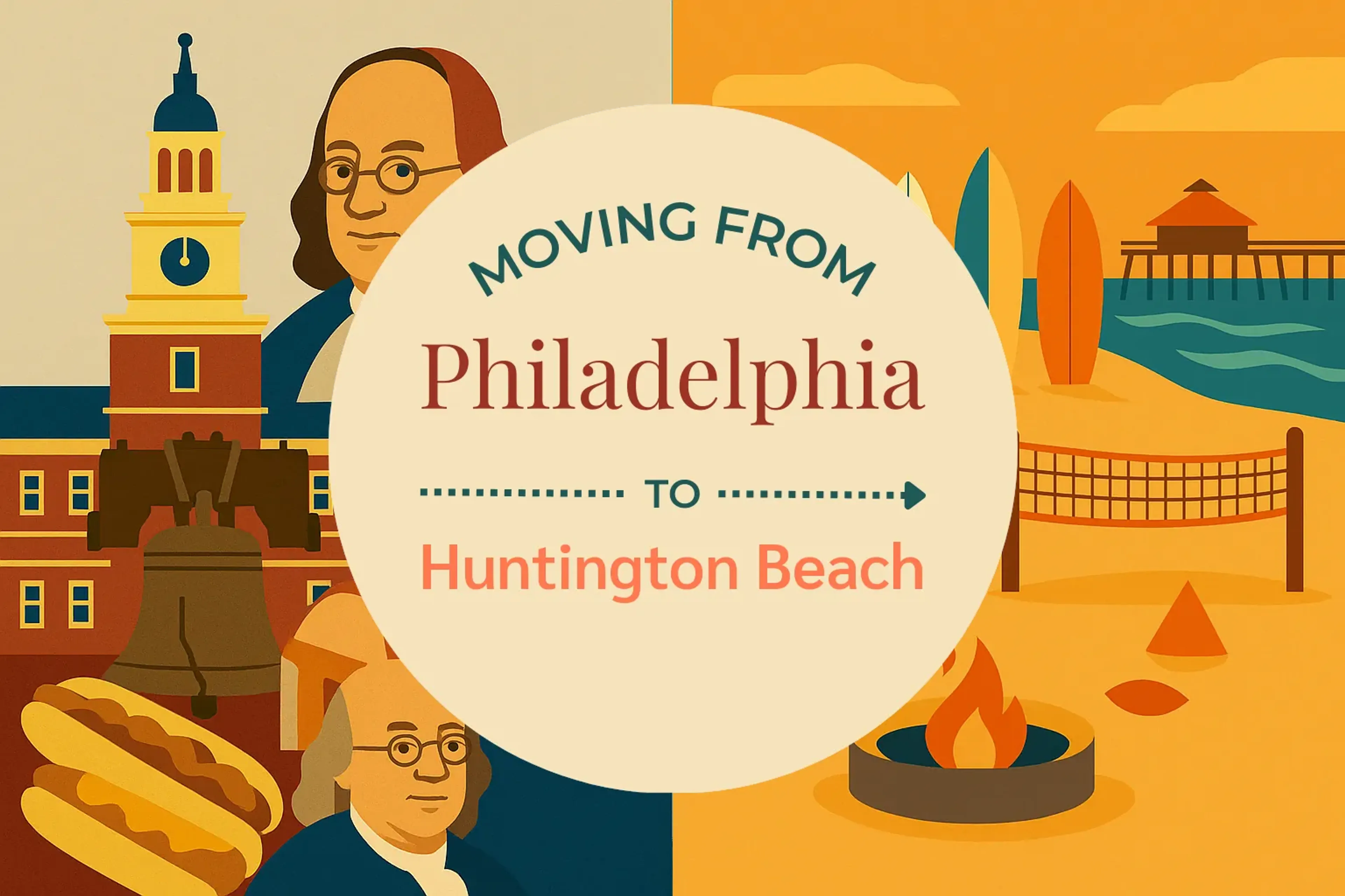 Side-by-side comparison of Philadelphia to Huntington Beach moving companies