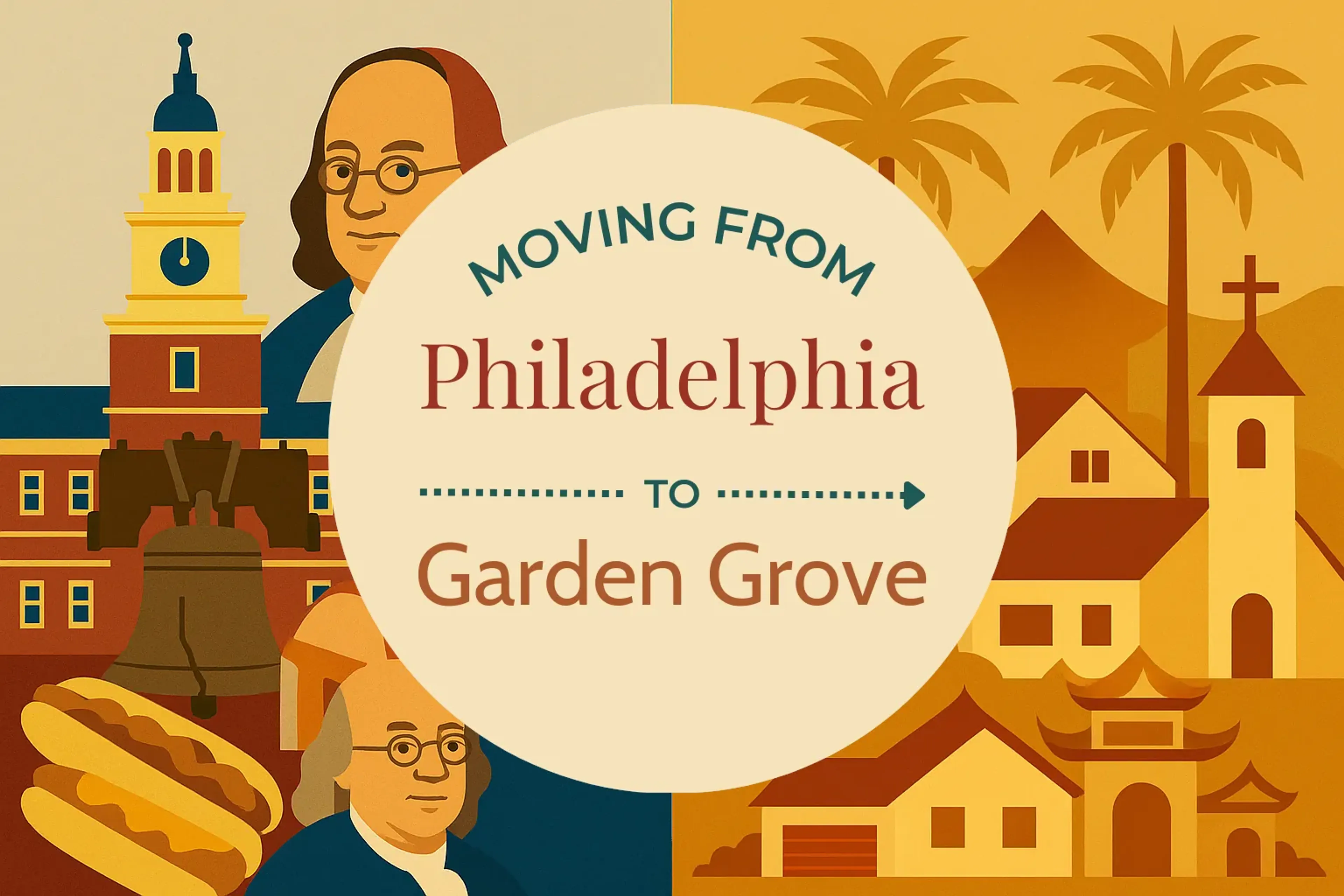 Side-by-side comparison of Philadelphia to Garden Grove moving companies
