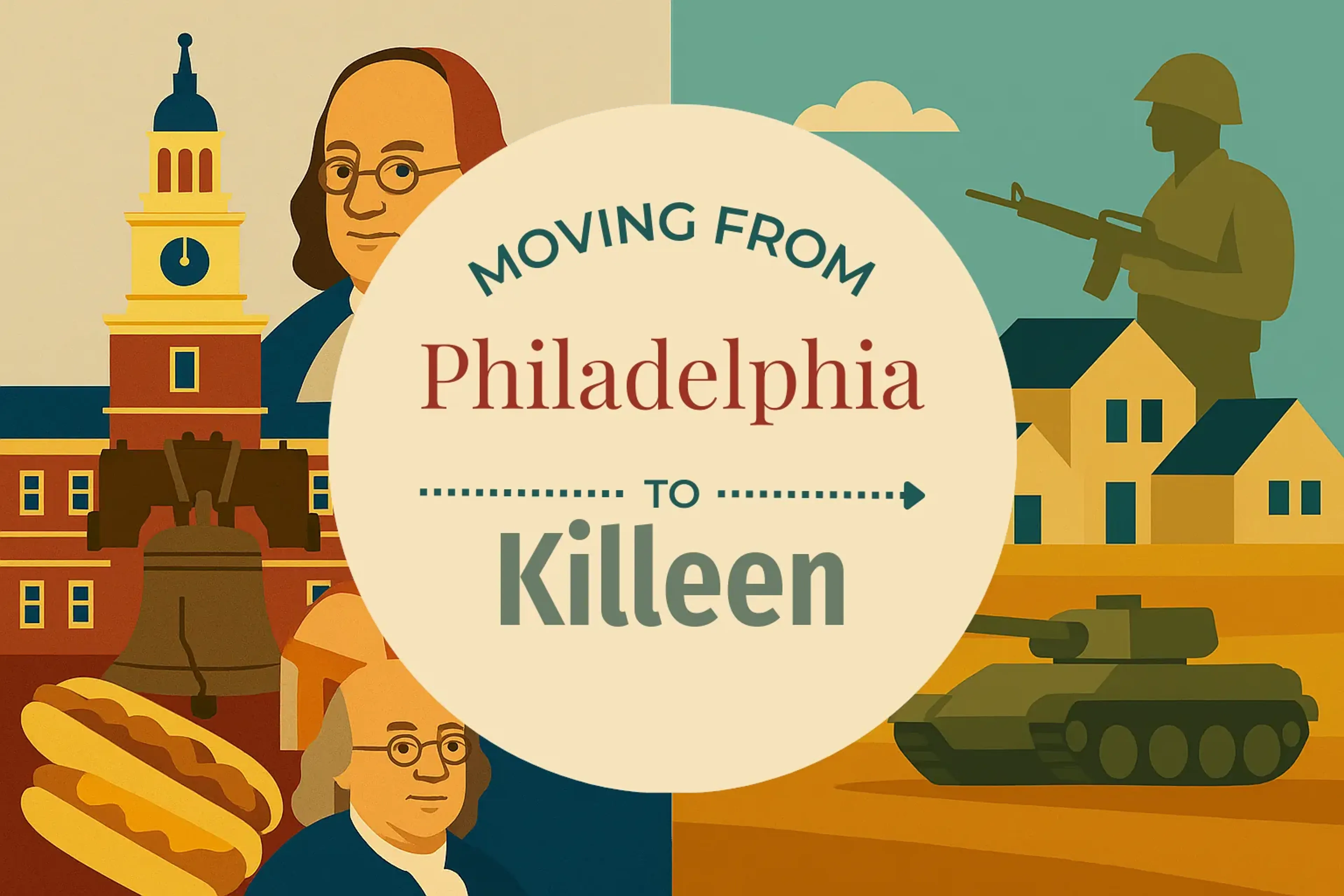 Side-by-side comparison of Philadelphia to Killeen moving companies