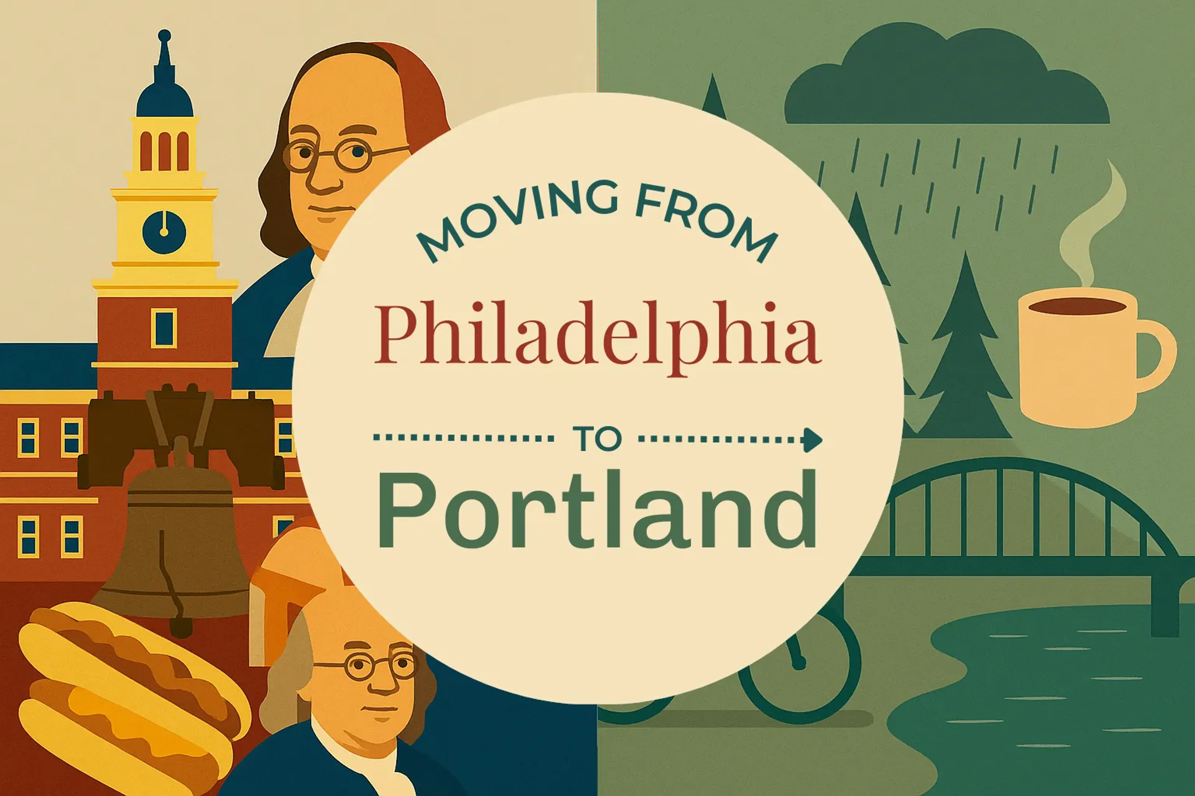 Side-by-side comparison of Philadelphia to Portland moving companies