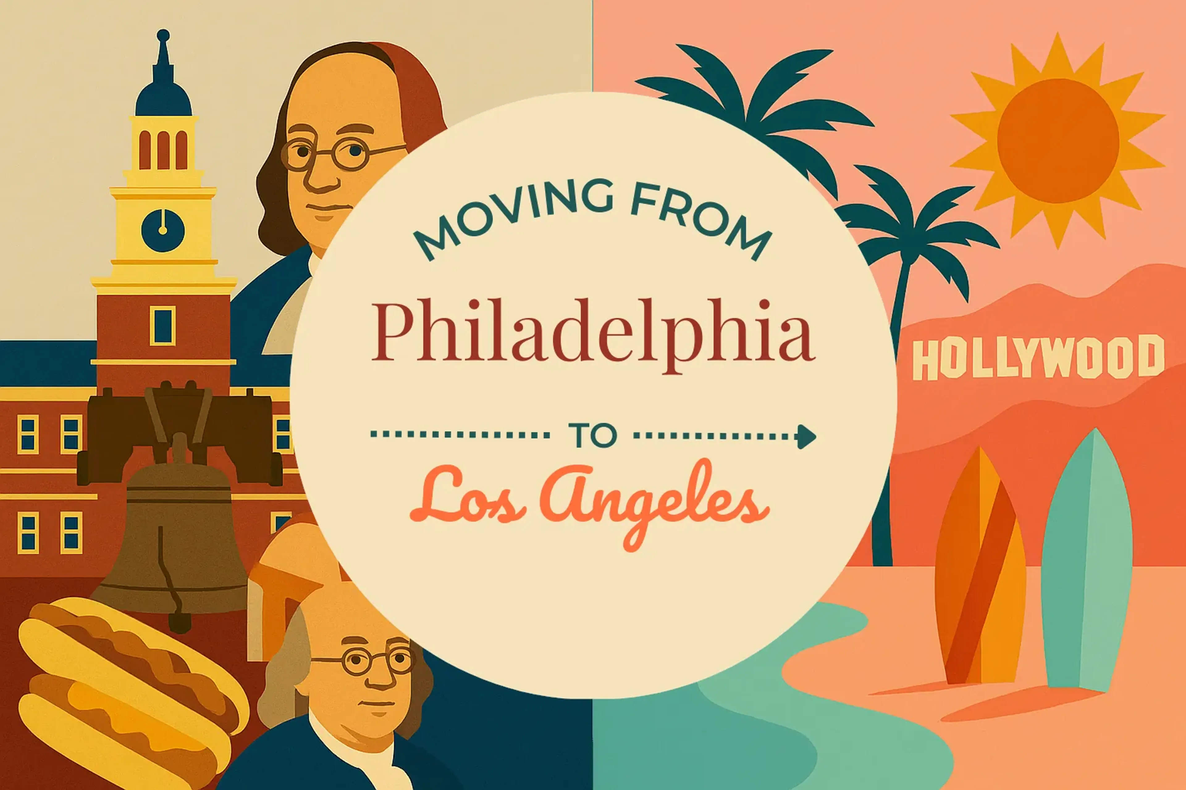 Side-by-side comparison of Philadelphia to Los Angeles moving companies