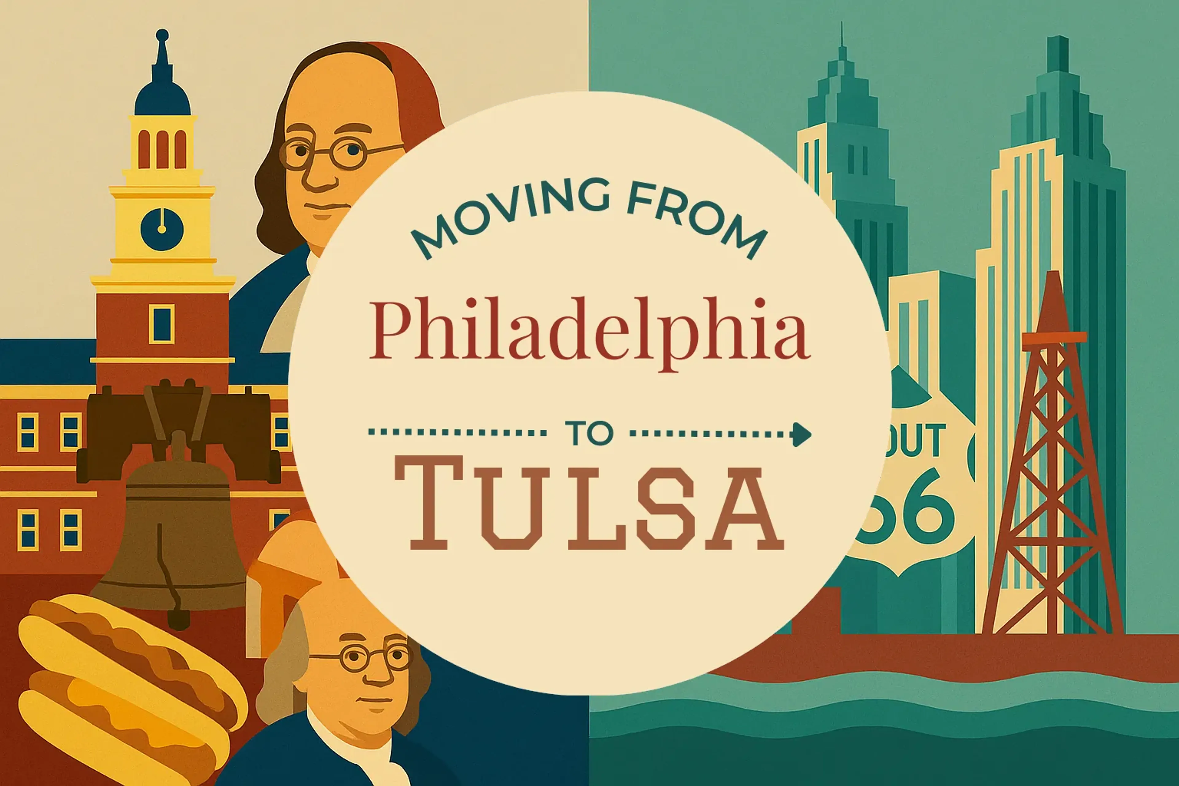 Side-by-side comparison of Philadelphia to Tulsa moving companies