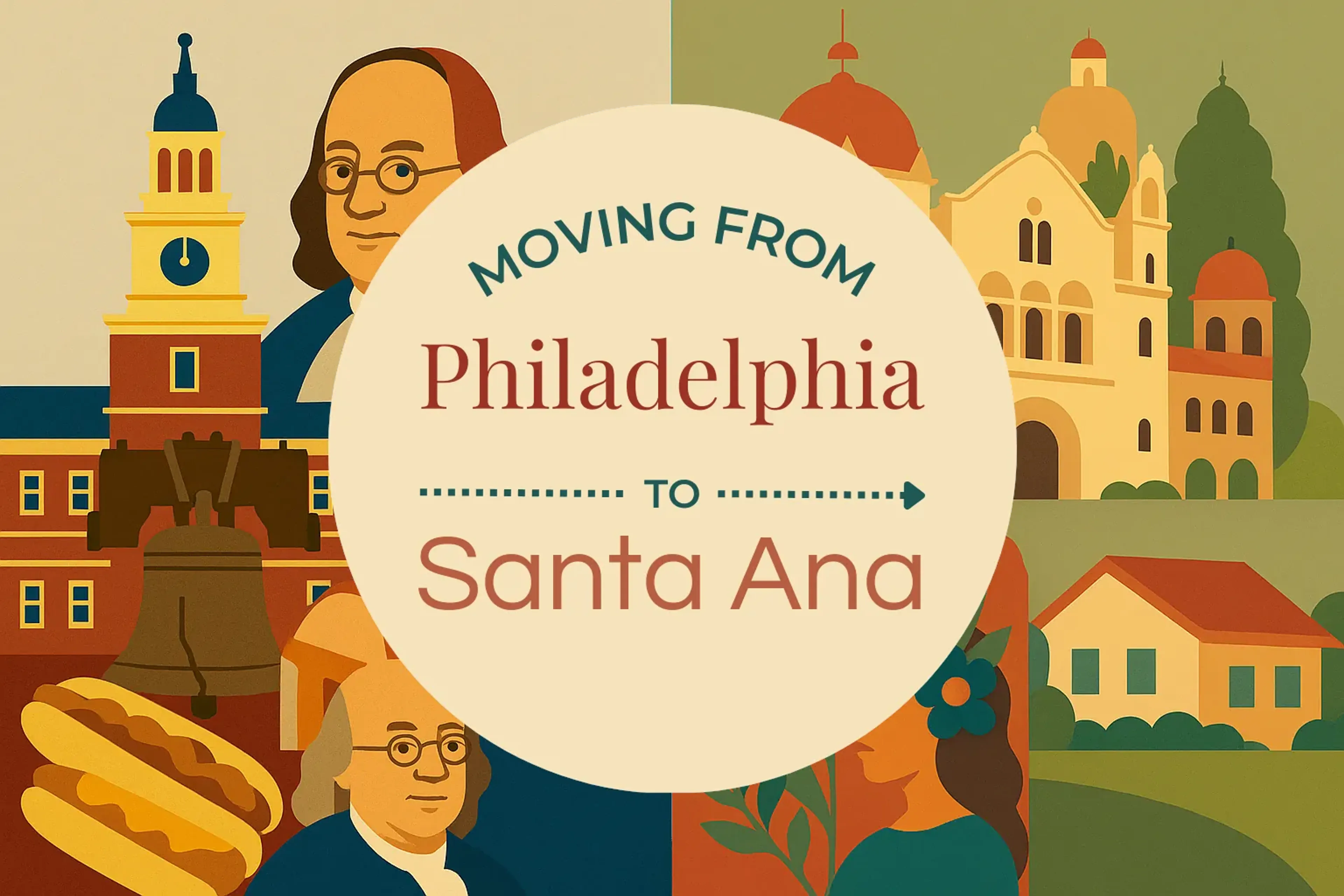 Side-by-side comparison of Philadelphia to Santa Ana moving companies