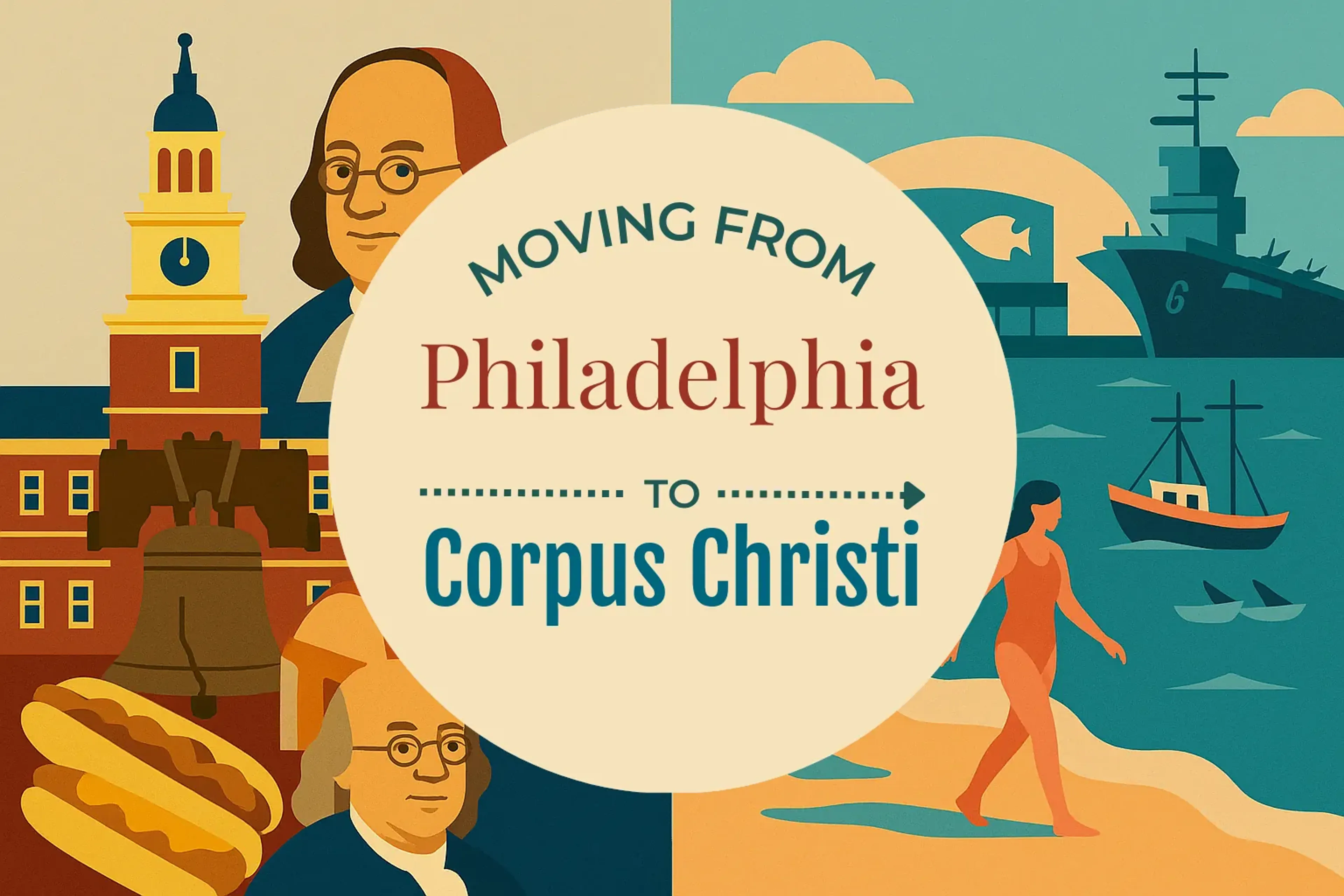 Side-by-side comparison of Philadelphia to Corpus Christi moving companies