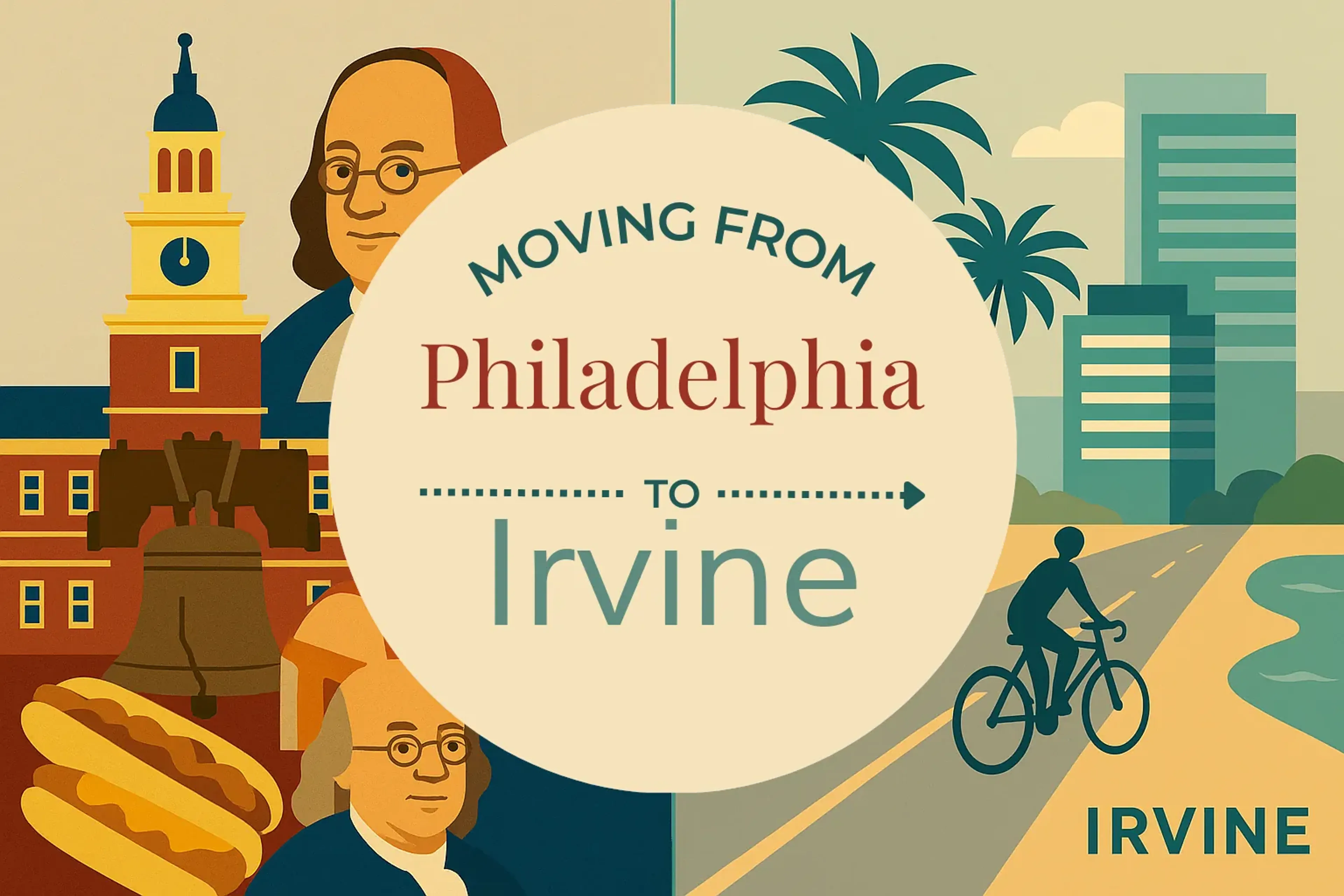Side-by-side comparison of Philadelphia to Irvine moving companies