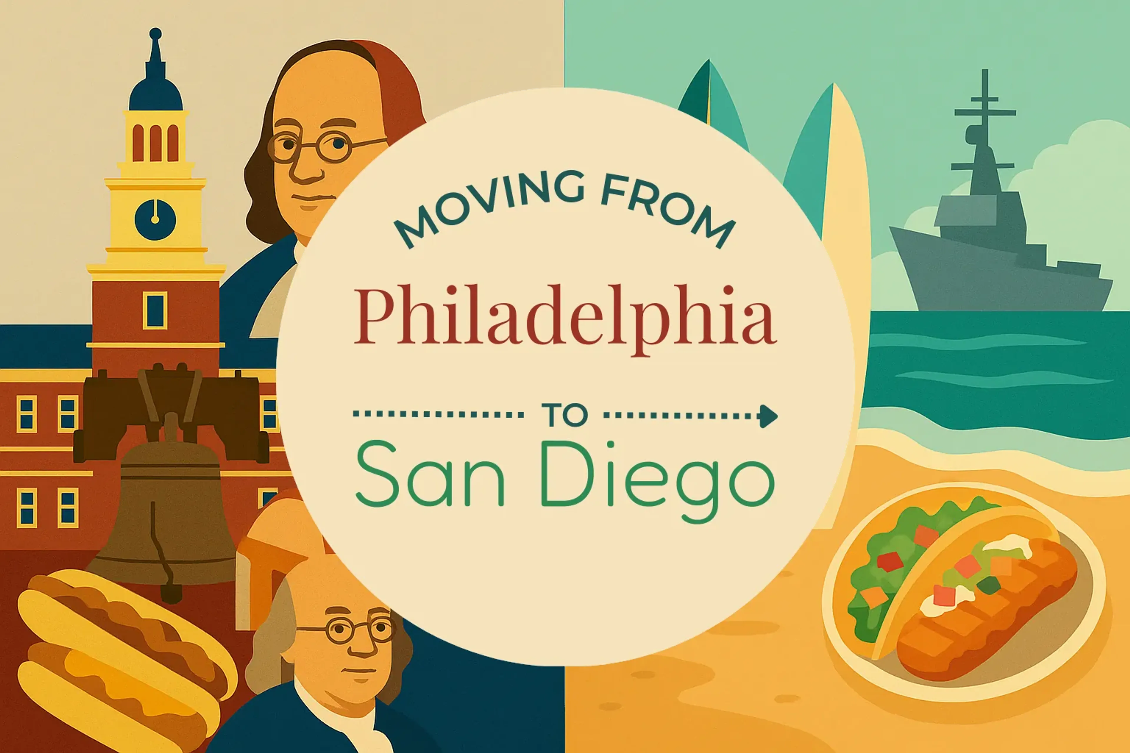 Side-by-side comparison of Philadelphia to San Diego moving companies