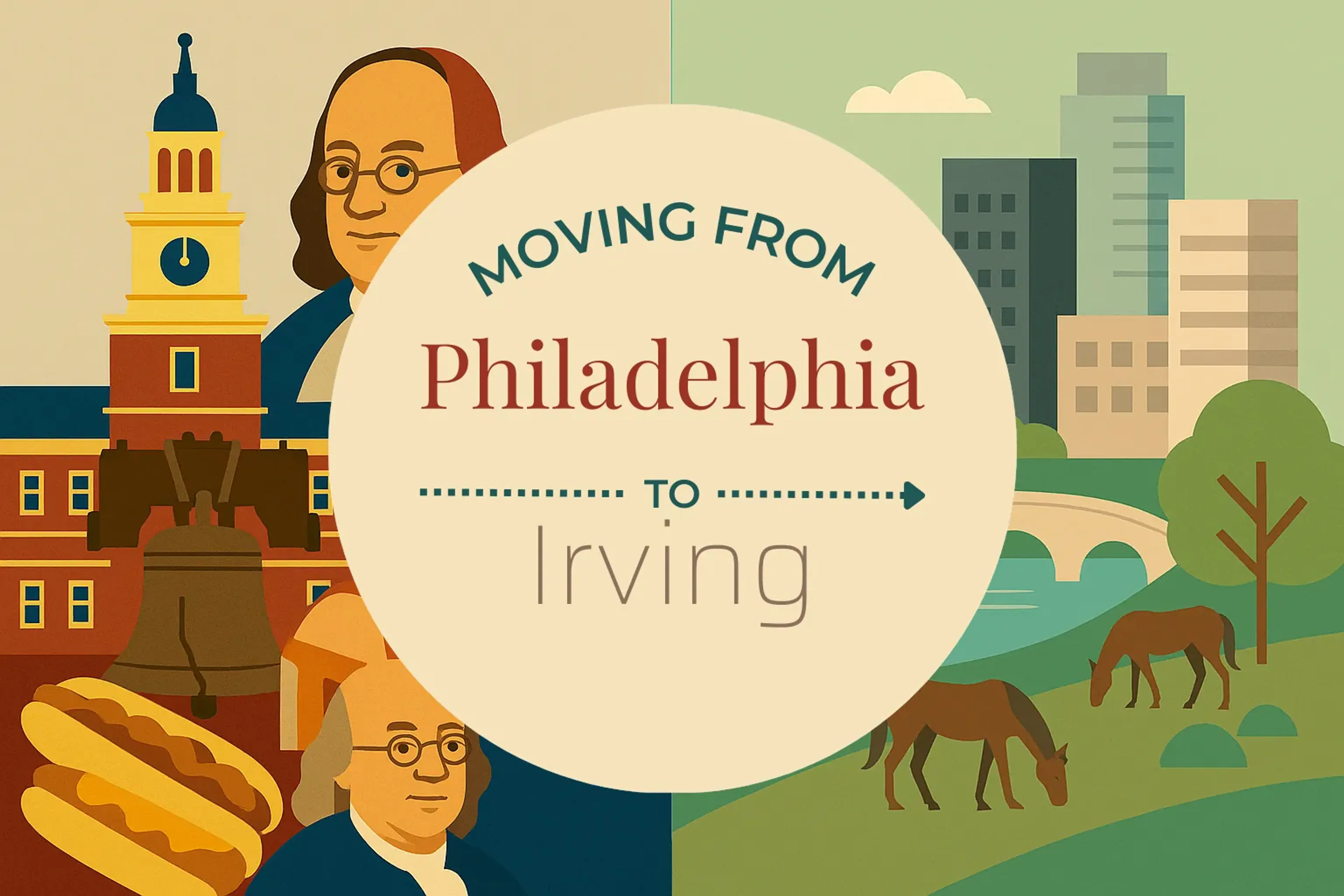 Side-by-side comparison of Philadelphia to Irving moving companies