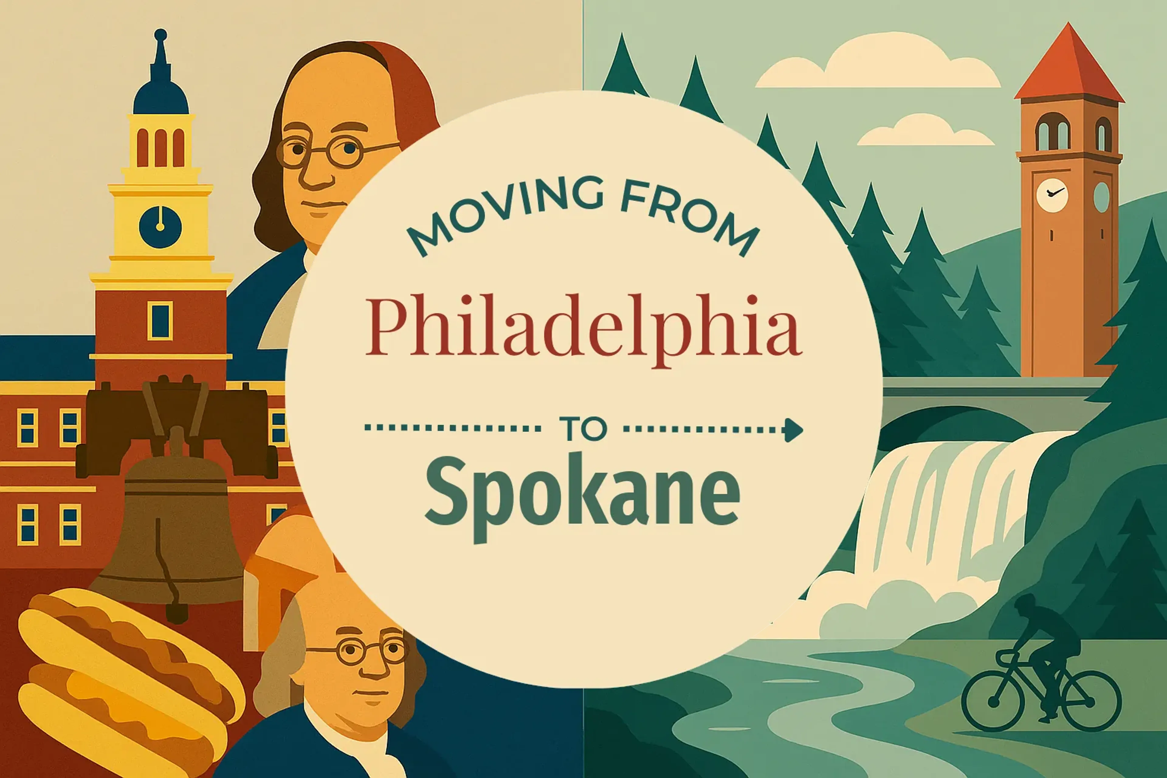 Side-by-side comparison of Philadelphia to Spokane moving companies