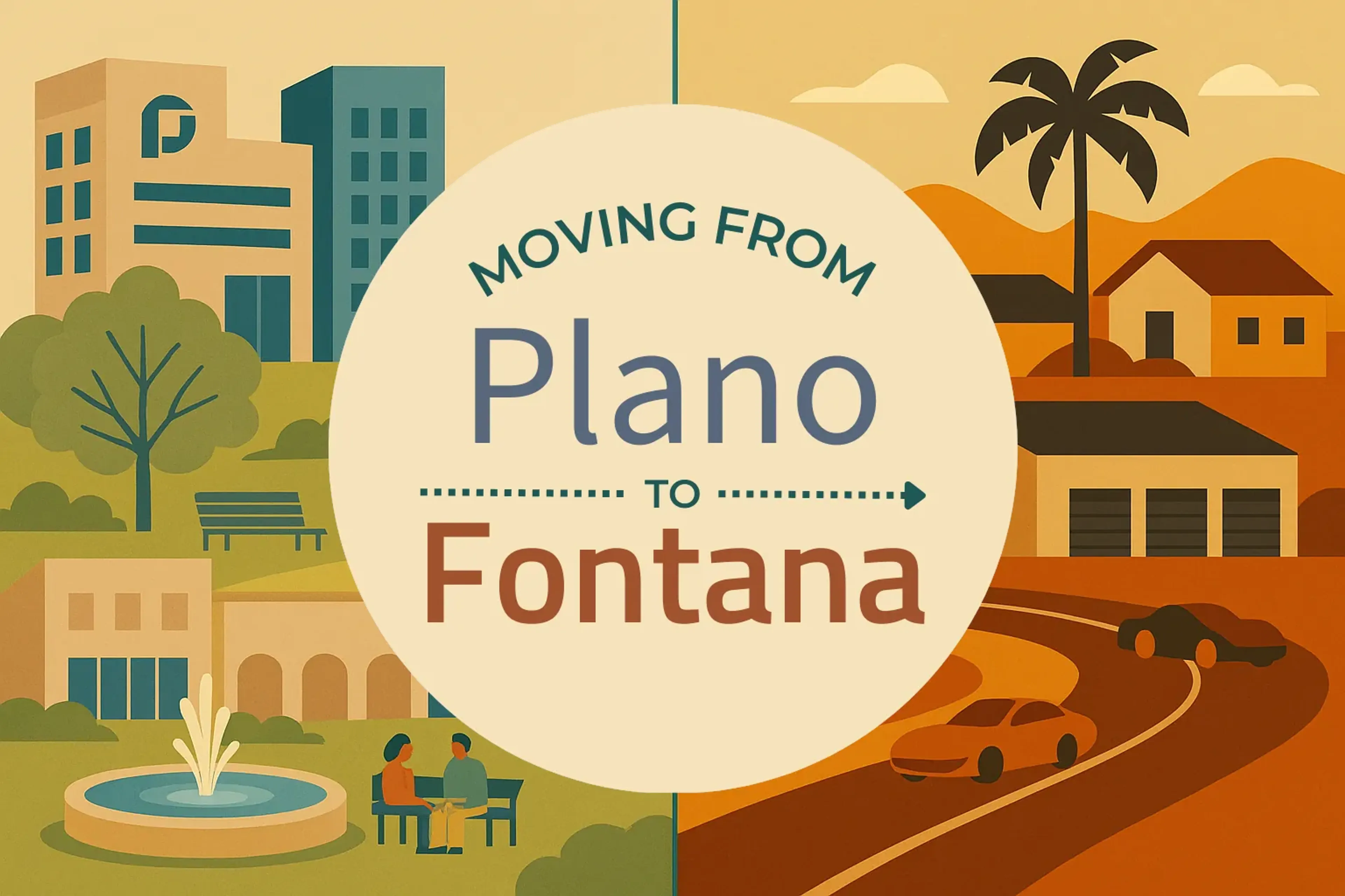 Side-by-side comparison of Plano to Fontana moving companies