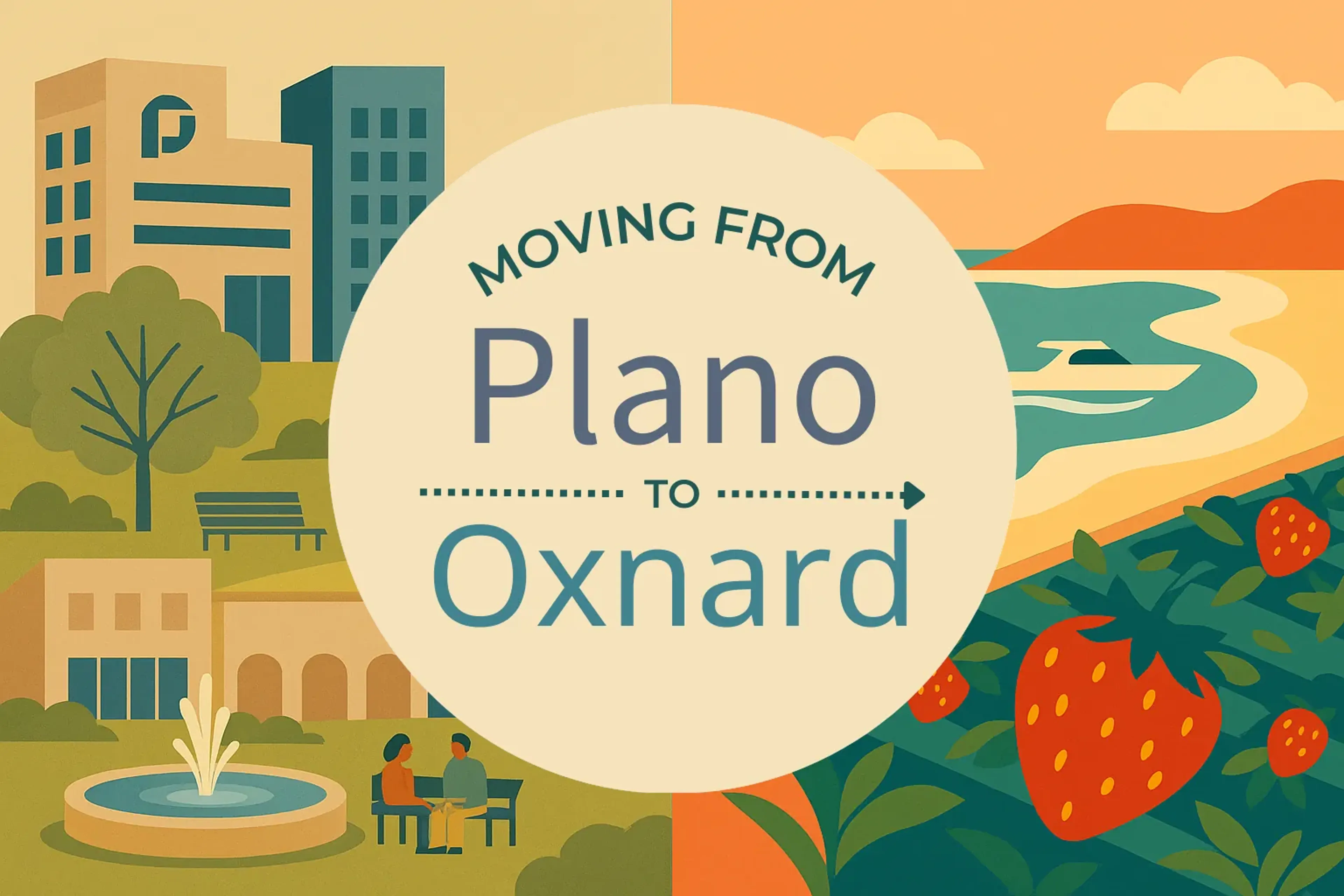 Side-by-side comparison of Plano to Oxnard moving companies