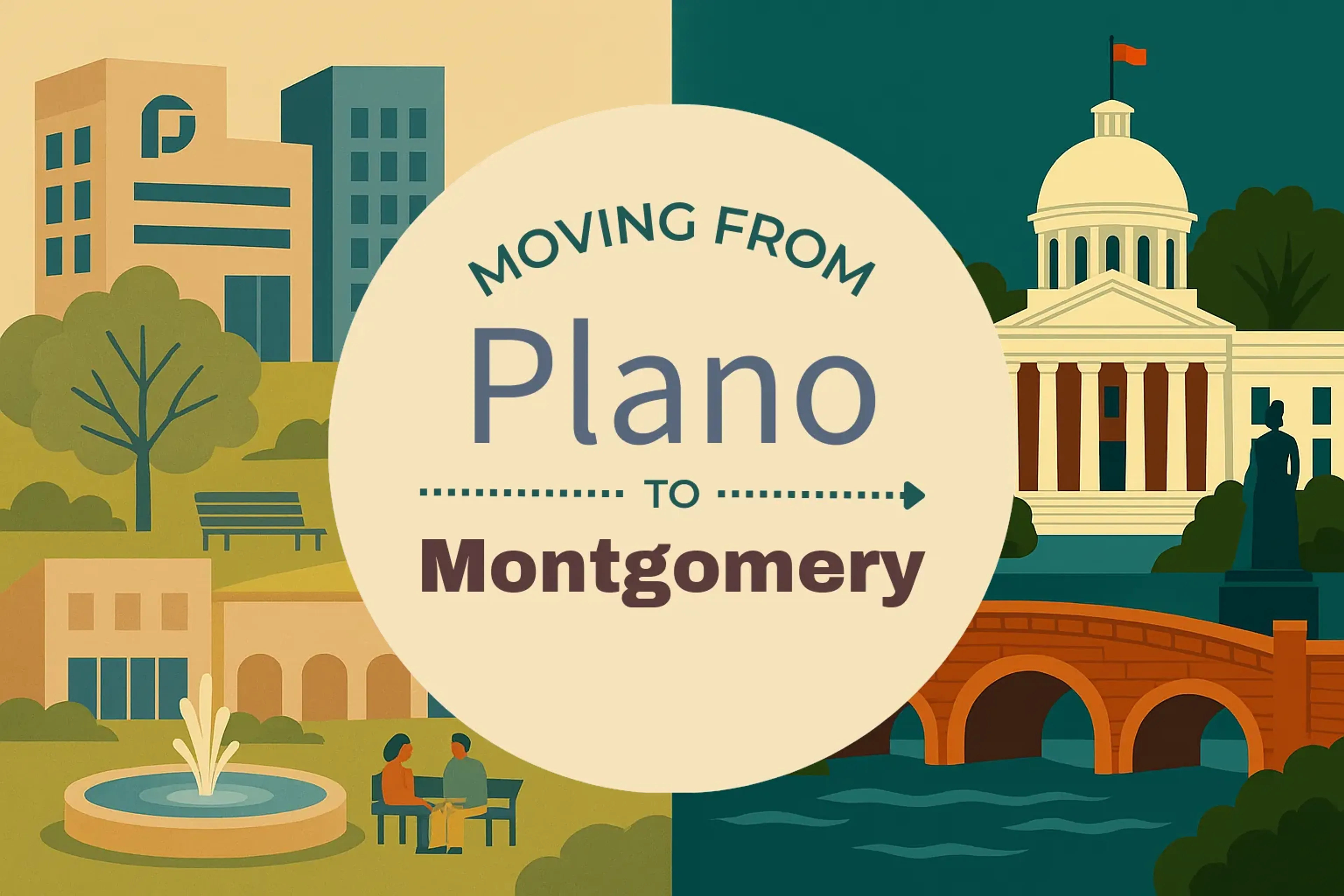 Side-by-side comparison of Plano to Montgomery moving companies