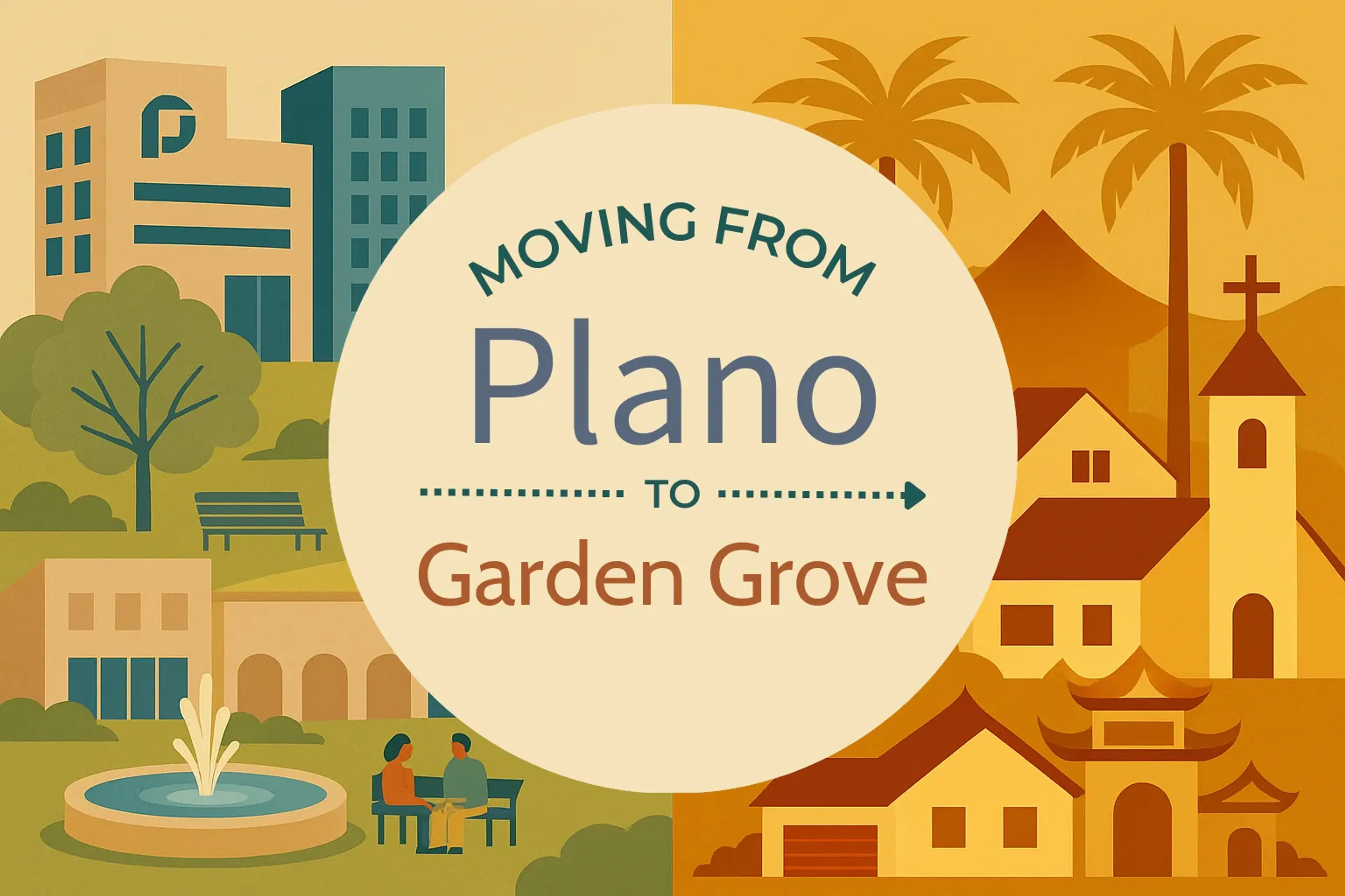 Side-by-side comparison of Plano to Garden Grove moving companies