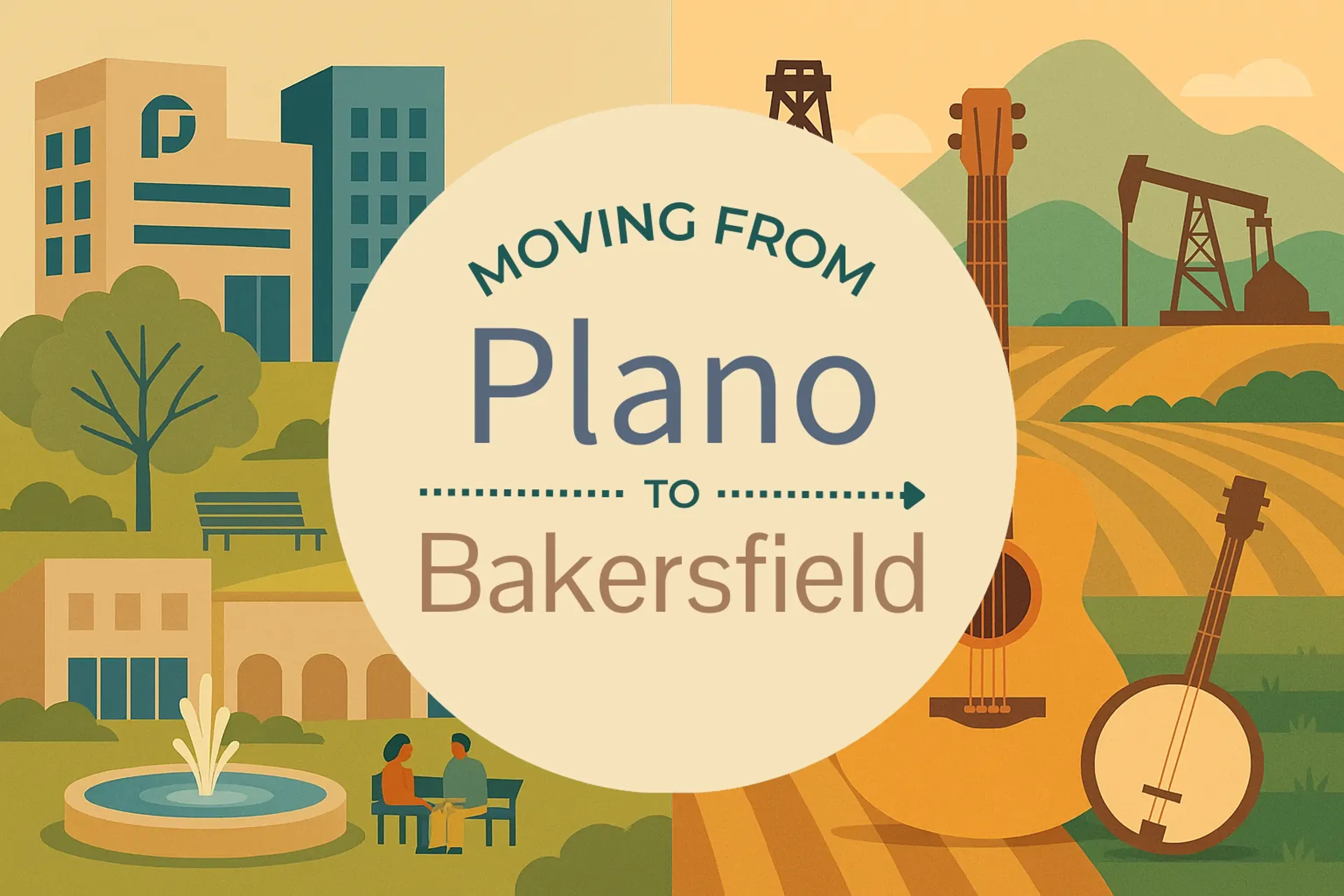 Side-by-side comparison of Plano to Bakersfield moving companies