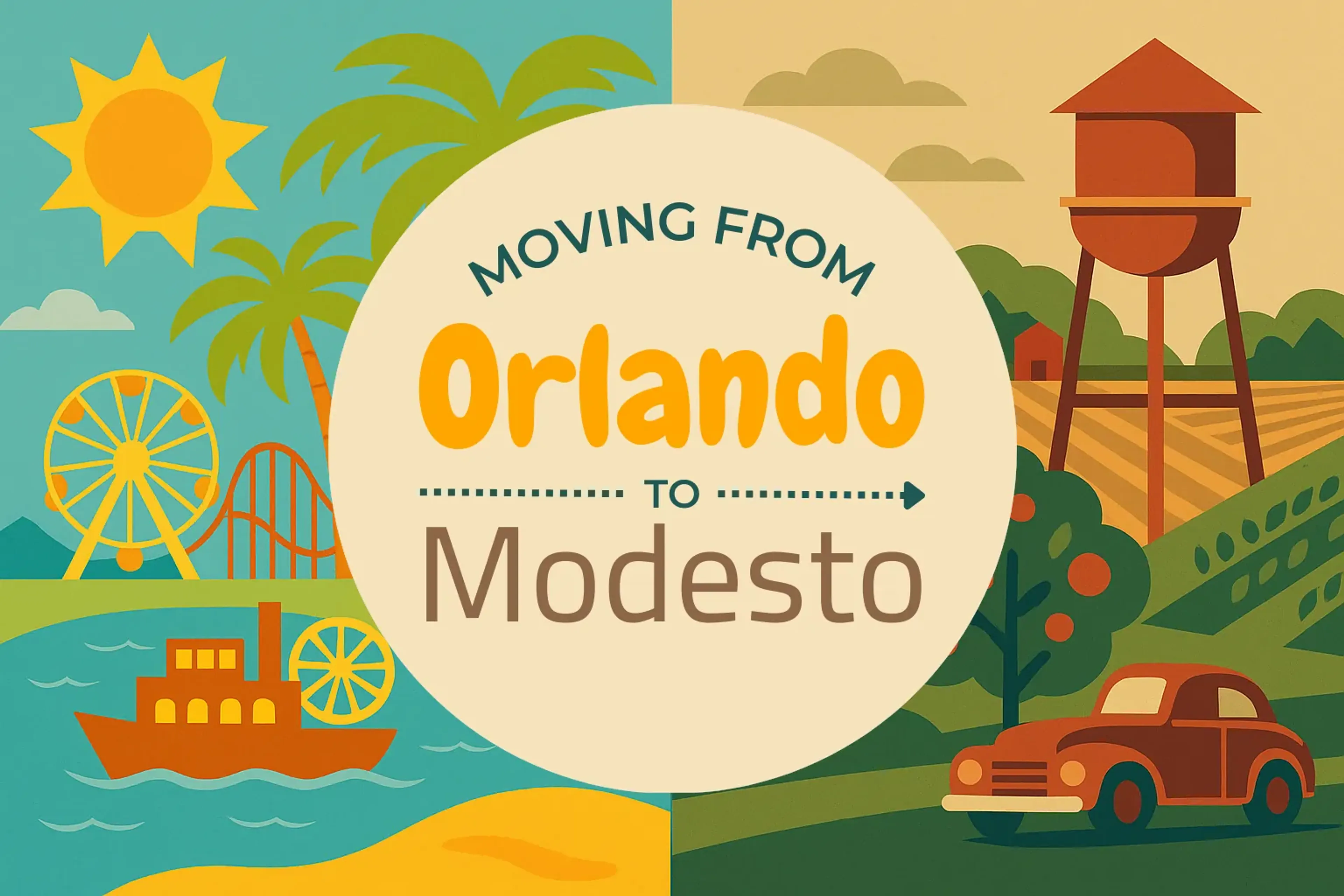 Side-by-side comparison of Orlando to Modesto moving companies