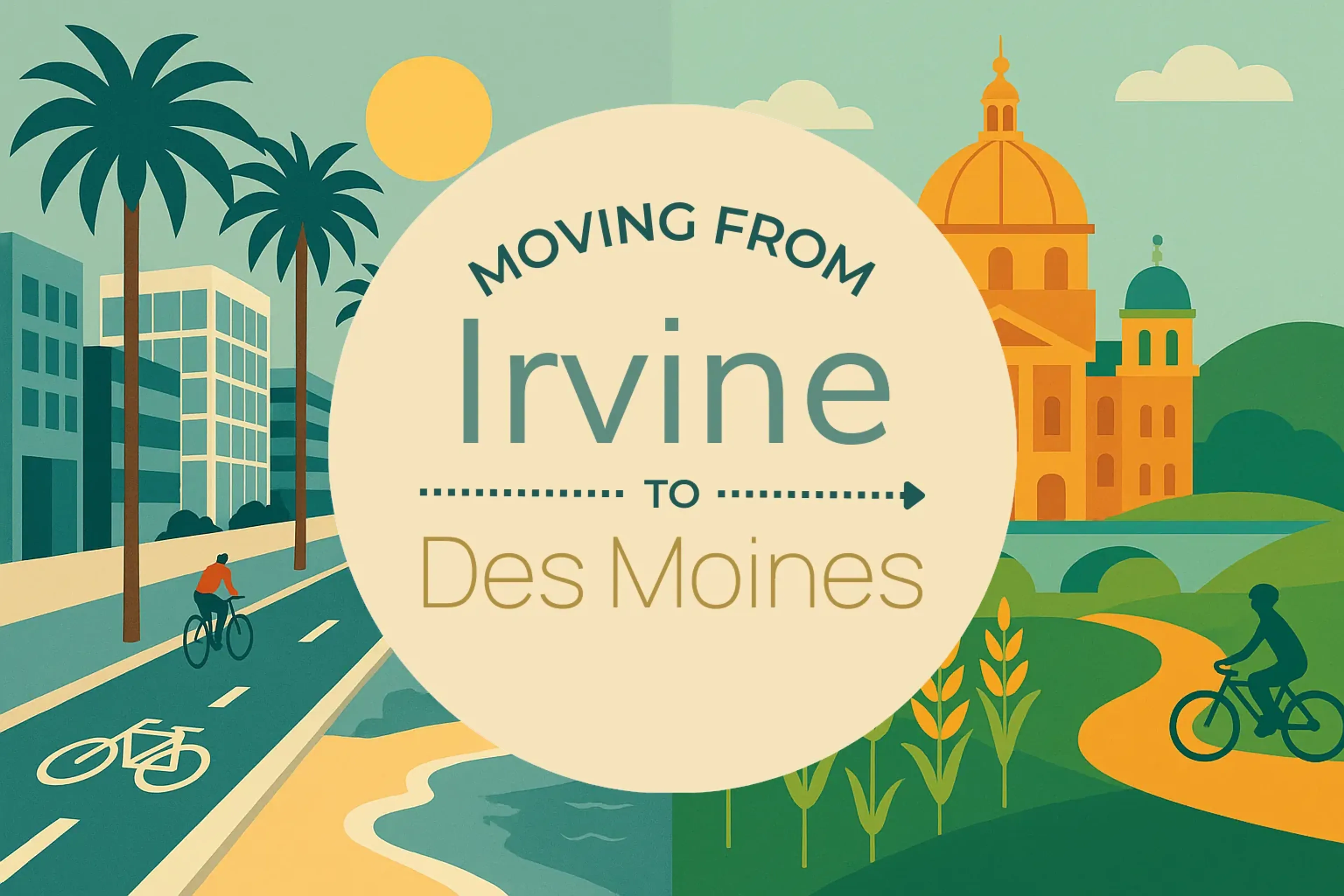 Side-by-side comparison of Irvine to Des Moines moving companies
