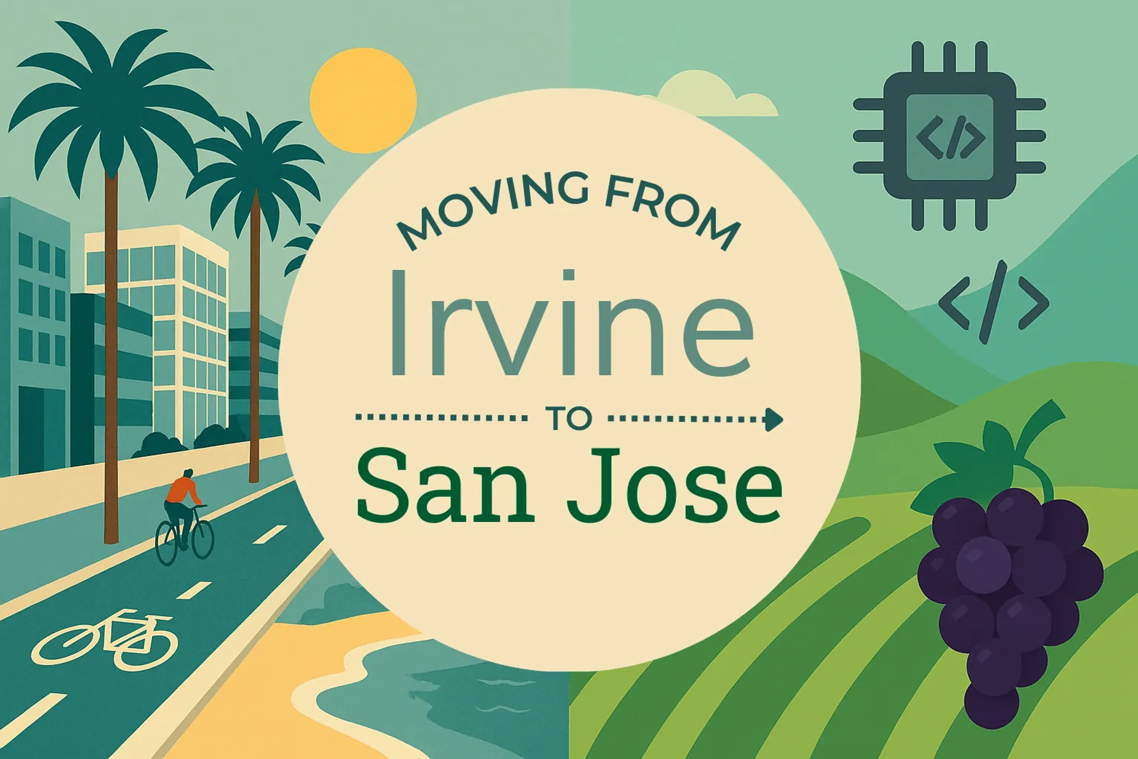 Side-by-side comparison of Irvine to San Jose moving companies