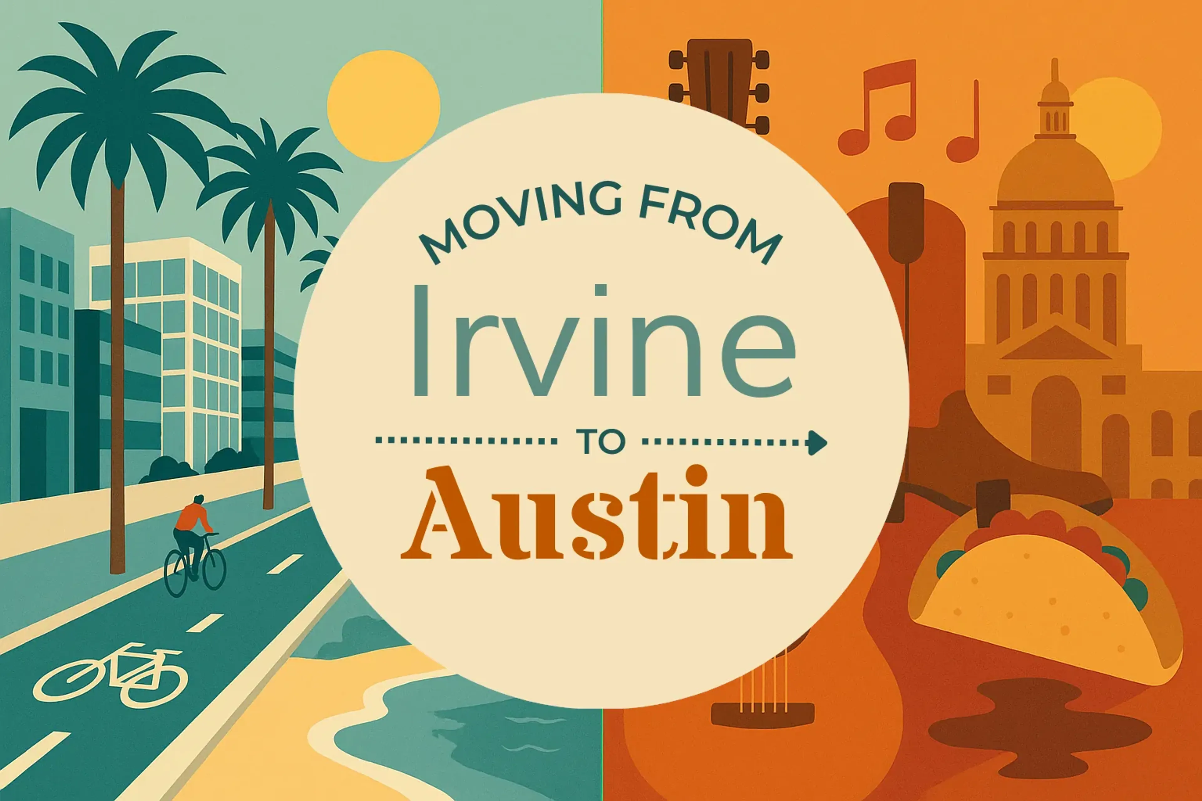 Side-by-side comparison of Irvine to Austin moving companies