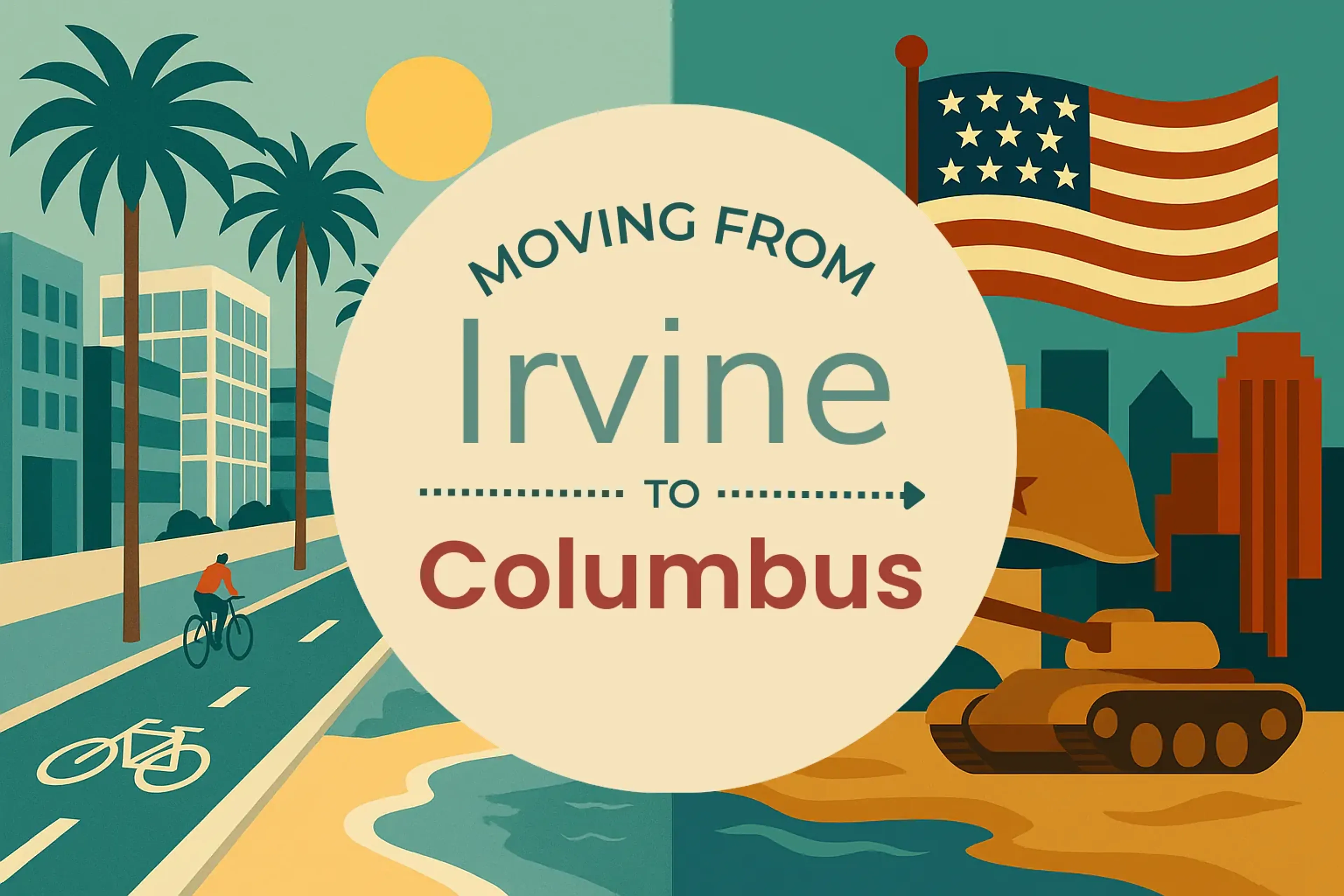 Side-by-side comparison of Irvine to Columbus moving companies