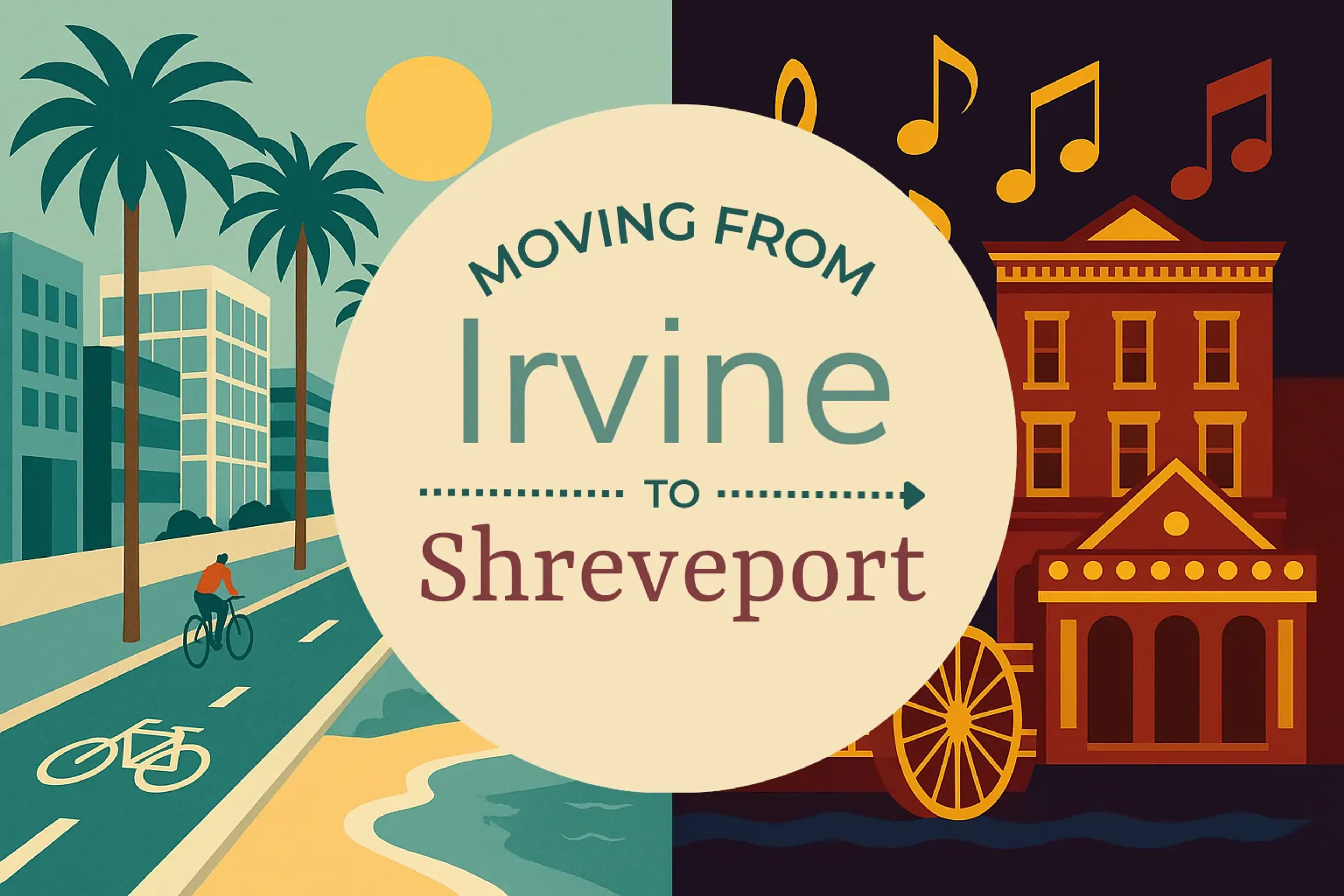 Side-by-side comparison of Irvine to Shreveport moving companies