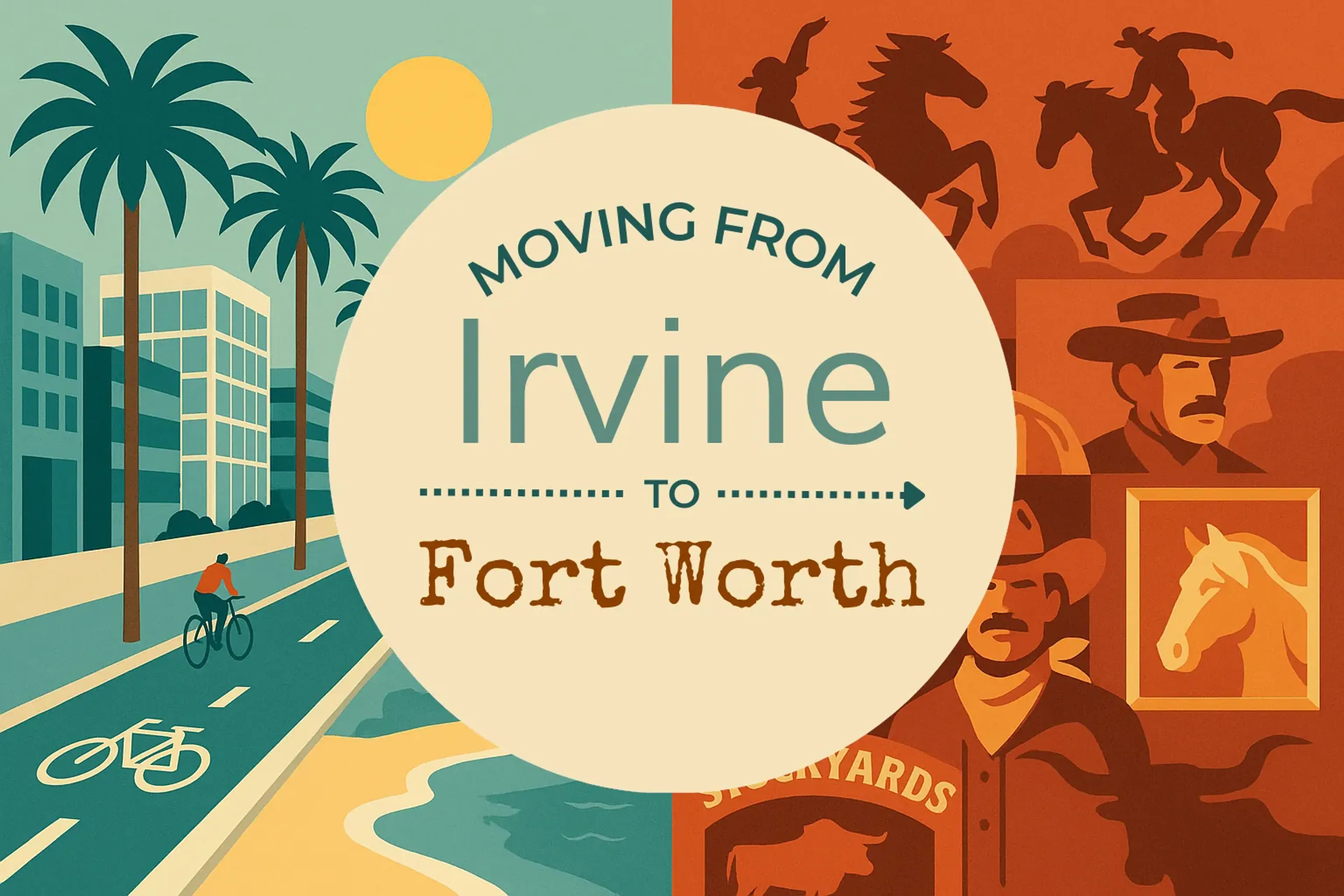 Side-by-side comparison of Irvine to Fort Worth moving companies