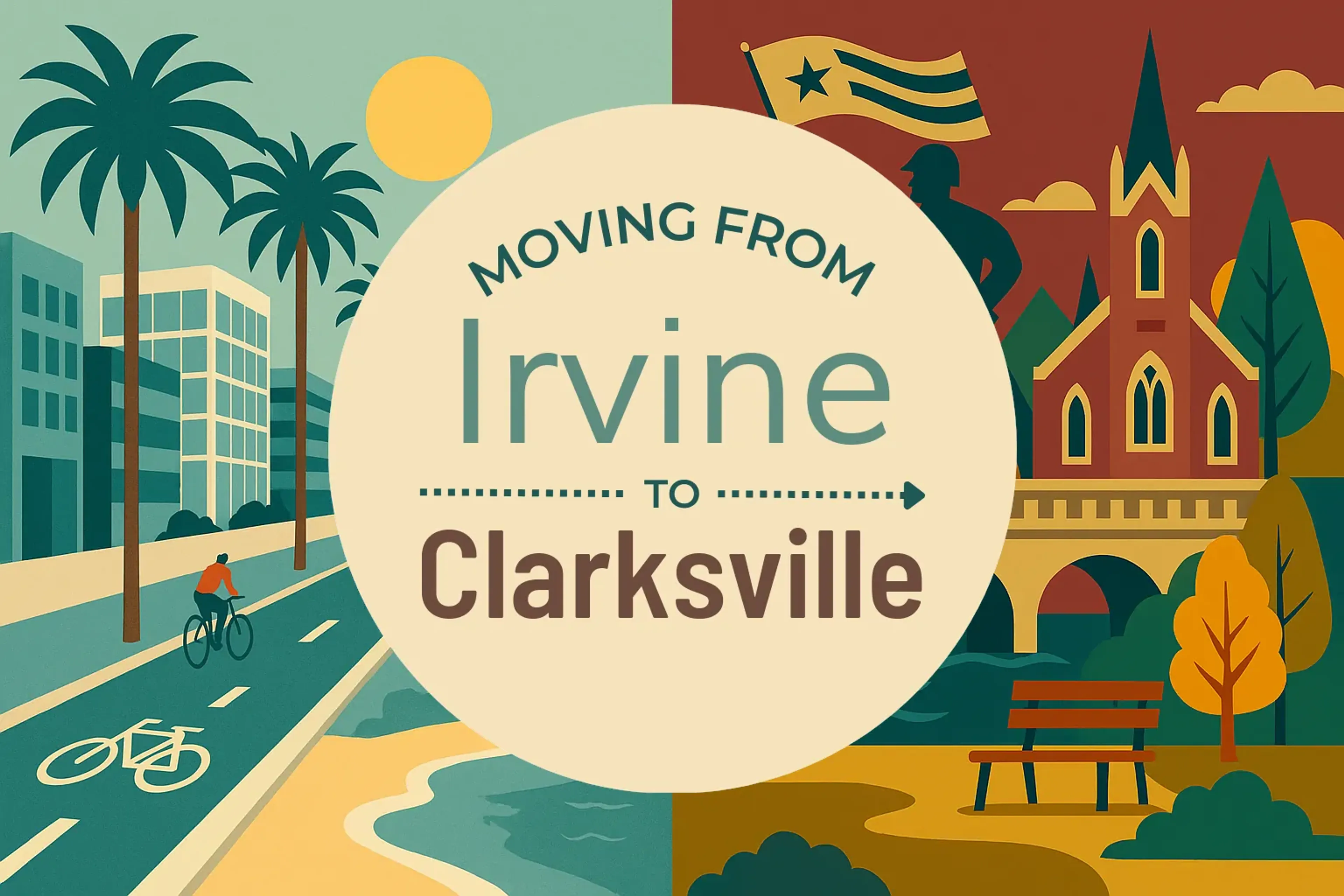 Side-by-side comparison of Irvine to Clarksville moving companies